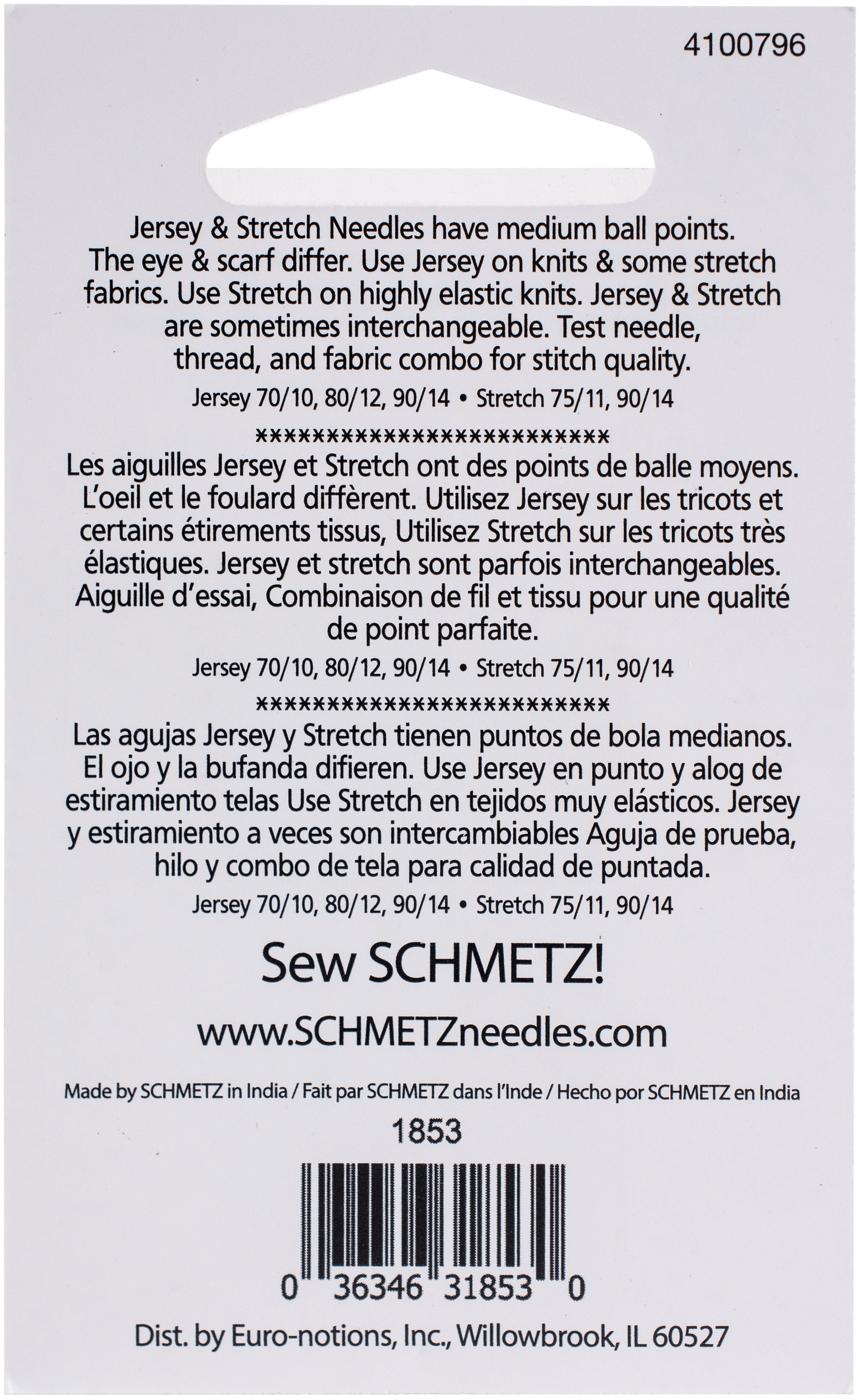 Schmetz Knit & Stretch Needles Assorted 5/Pkg