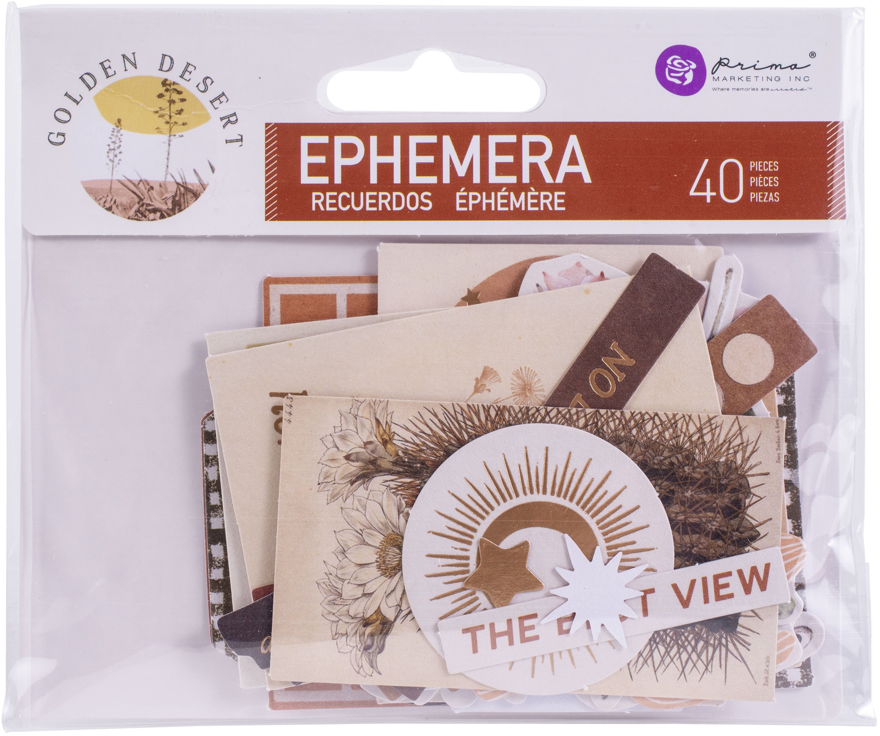Golden Desert Cardstock Ephemera 40/Pkg Shapes, Tags, Words, Foiled Accents