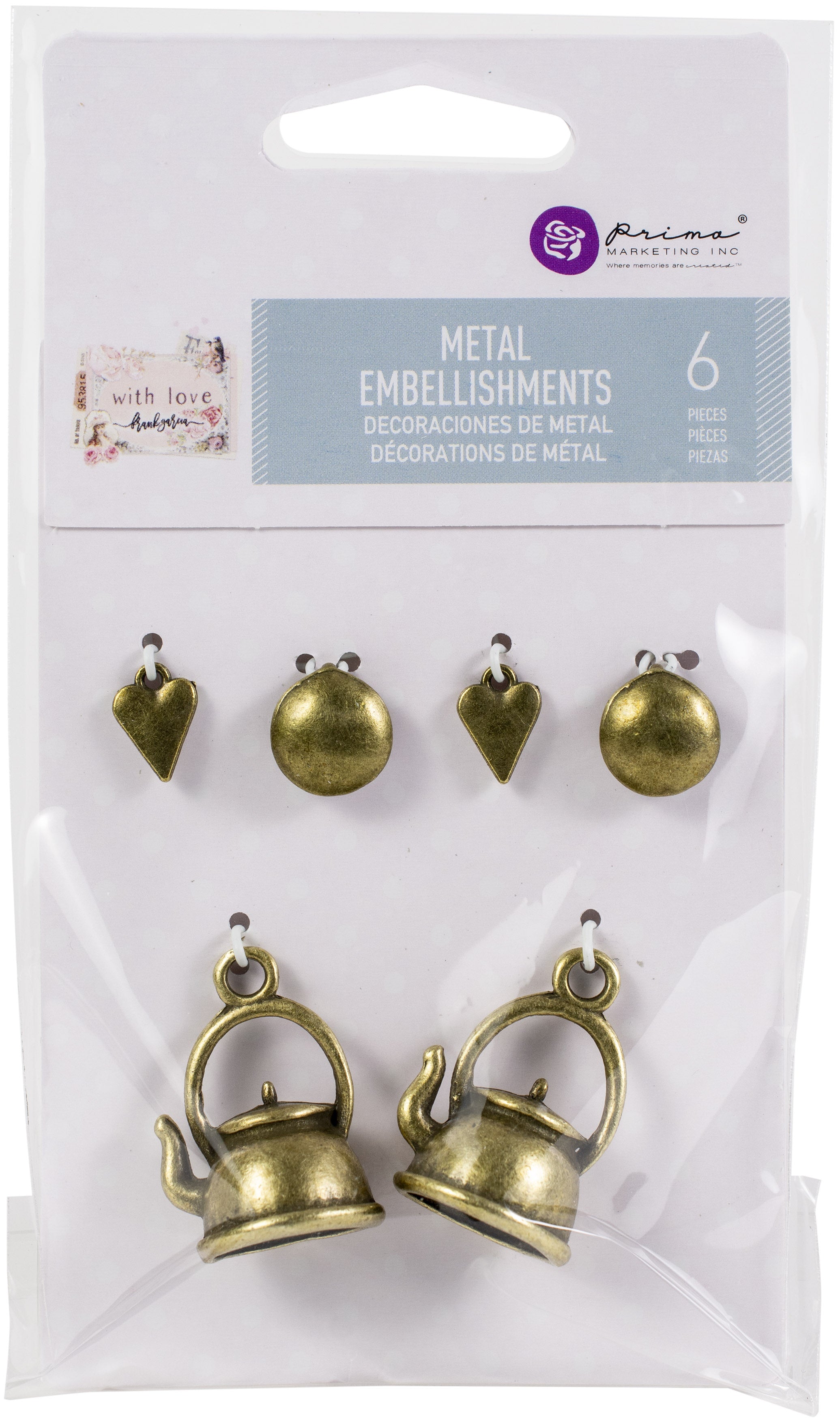 With Love By Frank Garcia Metal Charms 6/Pkg 