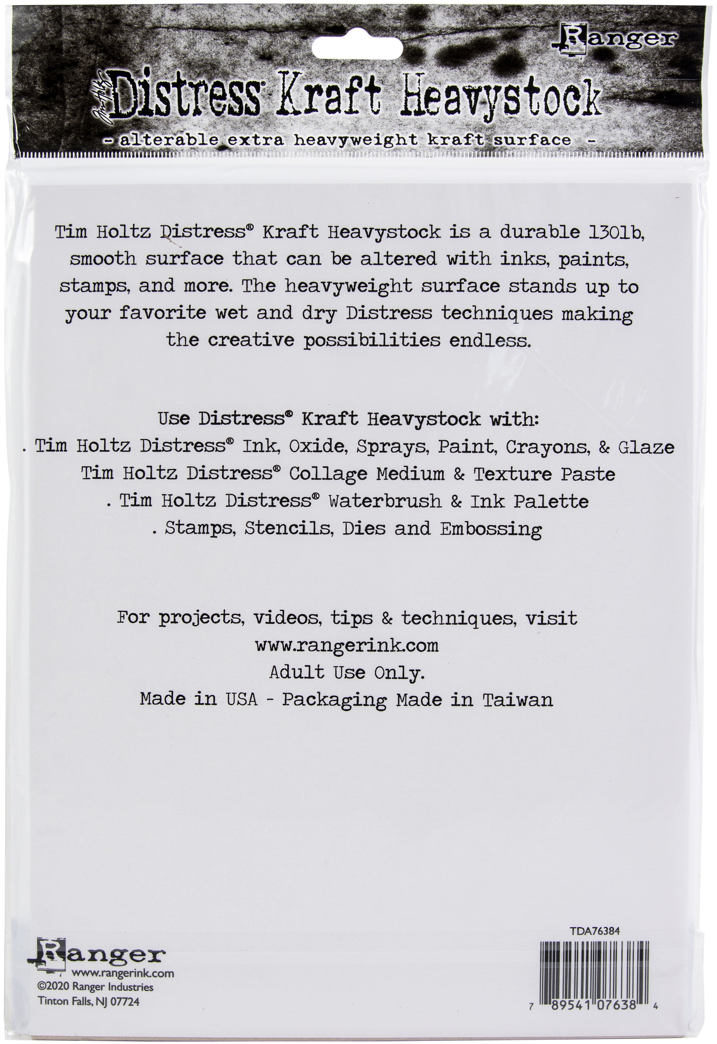 Tim Holtz Distress Kraft Heavystock 10/Pkg 8.5"X11"