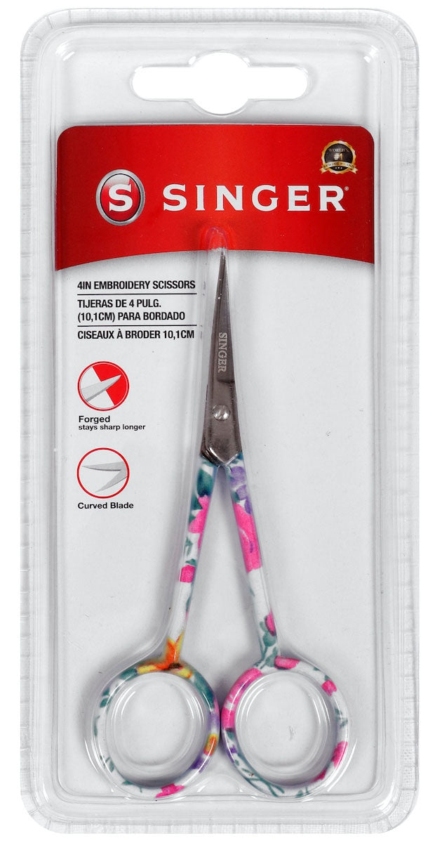 Singer Curved Embroidery Scissors 4" Floral
