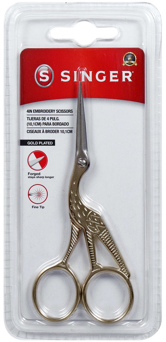 Singer Forged Stork Embroidery Scissors 4.5" Gold