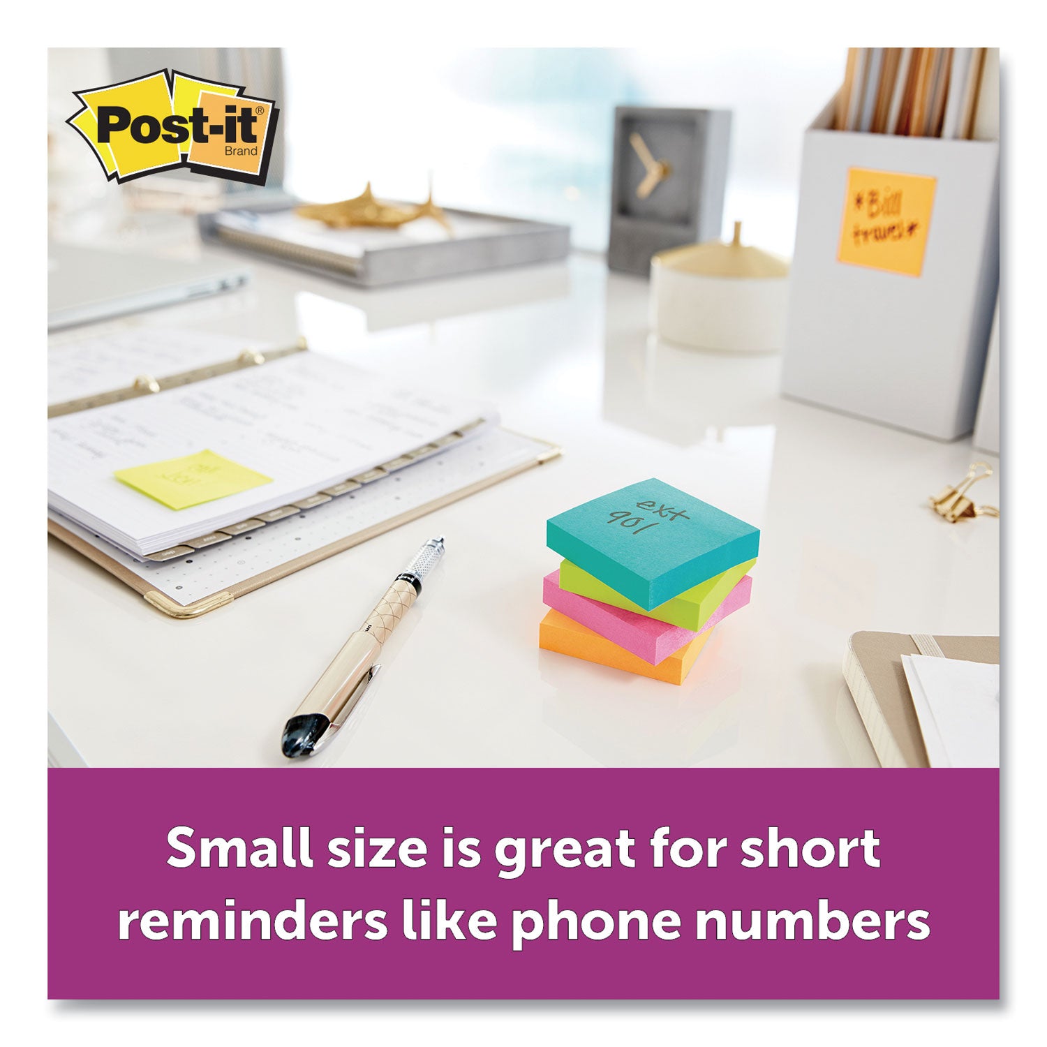 Post-it® Notes Super Sticky Pads in Miami Colors, 2 x 2, 90/Pad, 8 Pads/Pack