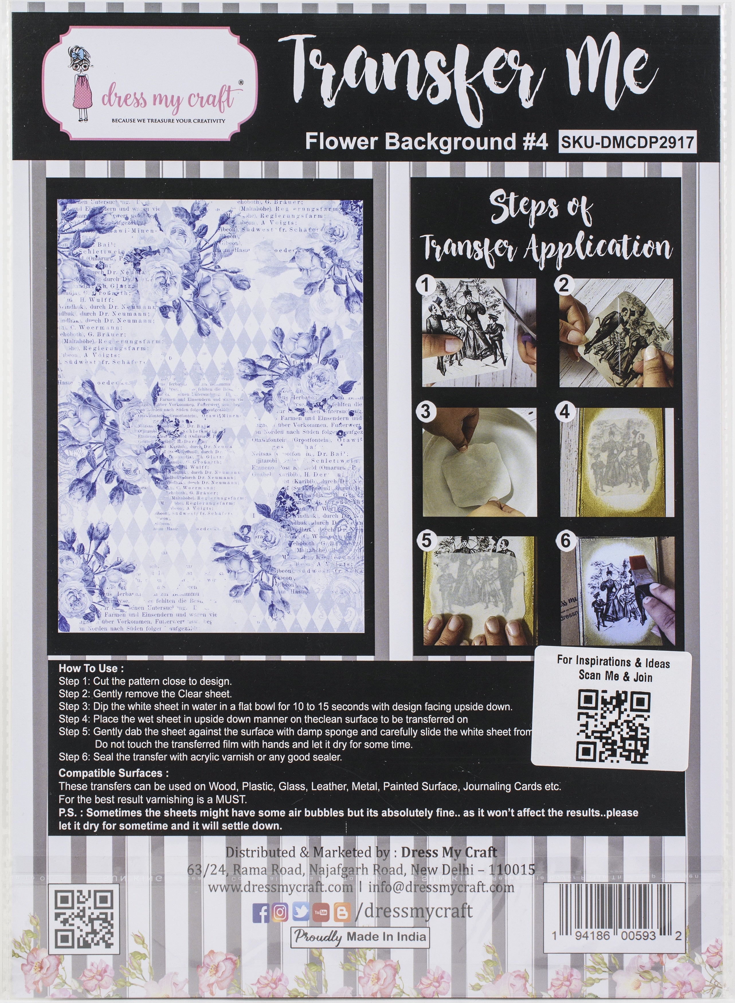 Dress My Craft Transfer Me Sheet A4 Flower Background #4