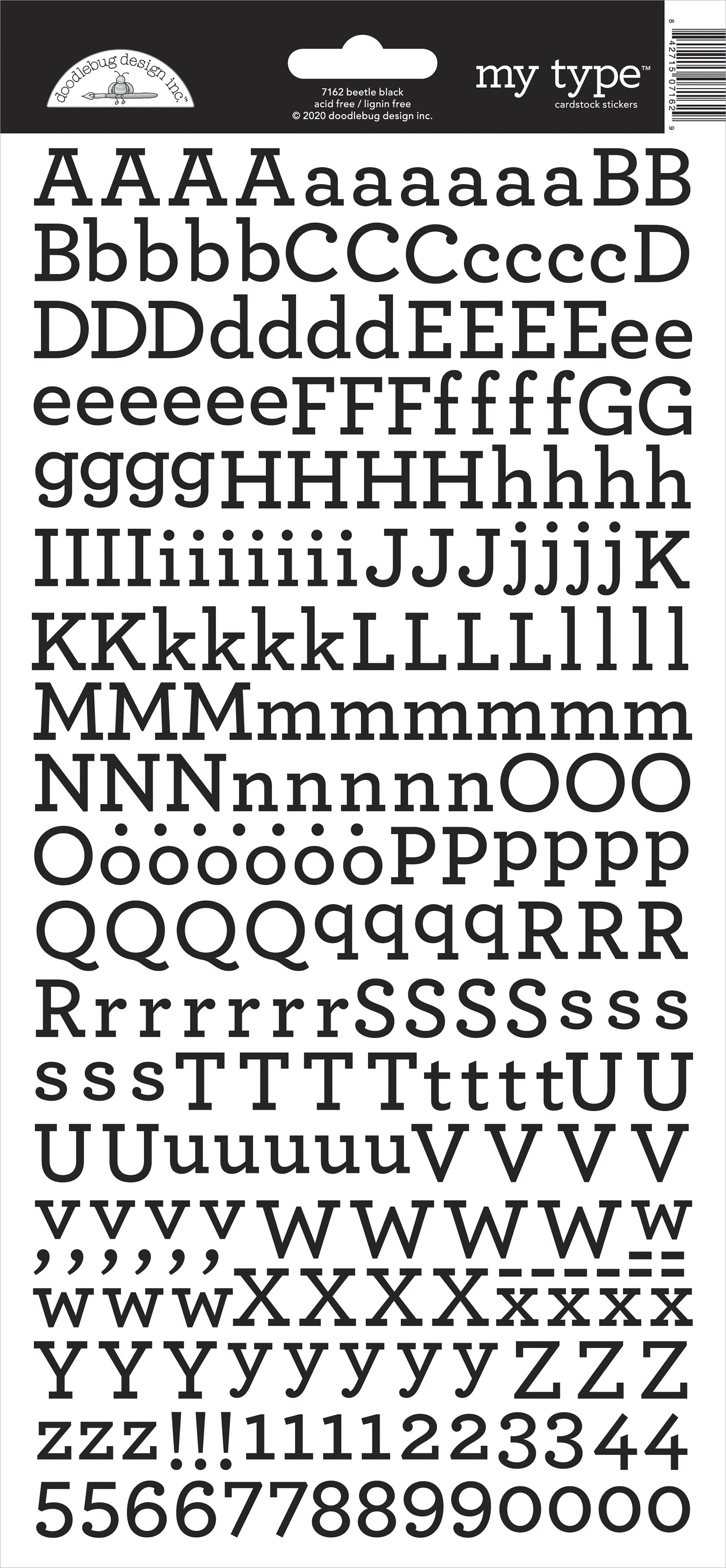 Doodlebug My Type Cardstock Stickers 6"X13" Beetle Black