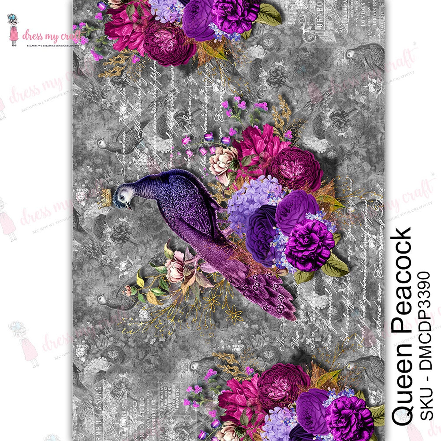 Dress My Craft Transfer Me Sheet A4 Queen Peacock