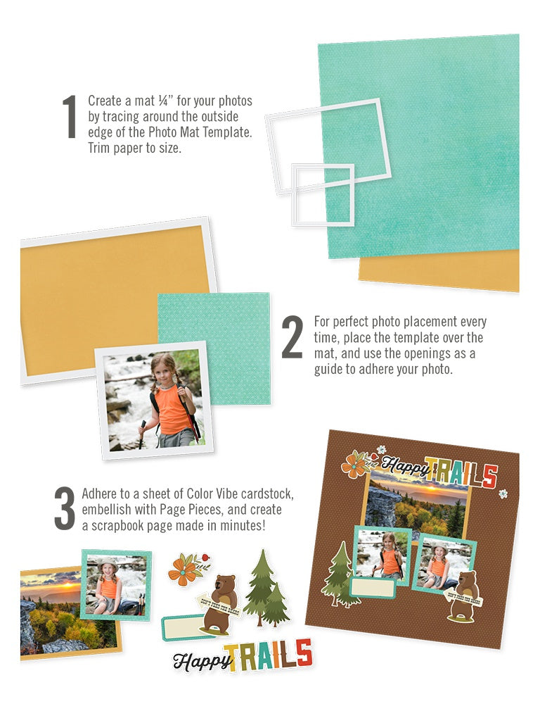 Simple Stories Simple Pages Photo Mat Templates 5/Pkg 2"X3", 3"X3", 3"X4", 4"X4" & 4"X6"