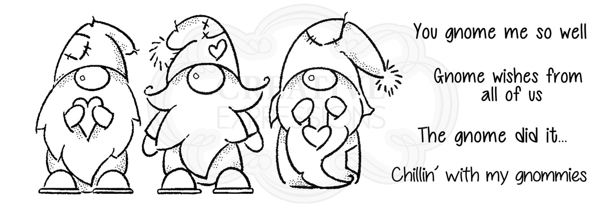 Woodware Clear Stamps 8"X2.6" Three Gnomes