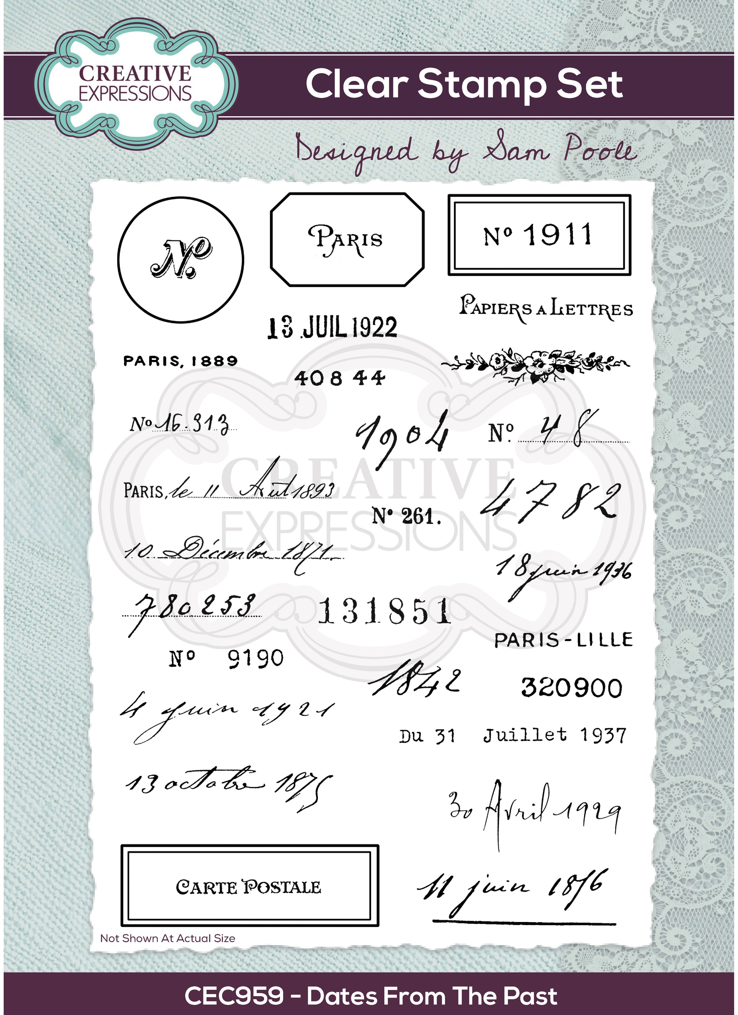 Creative Expressions A5 Clear Stamp Set By Sam Poole Dates From The Past