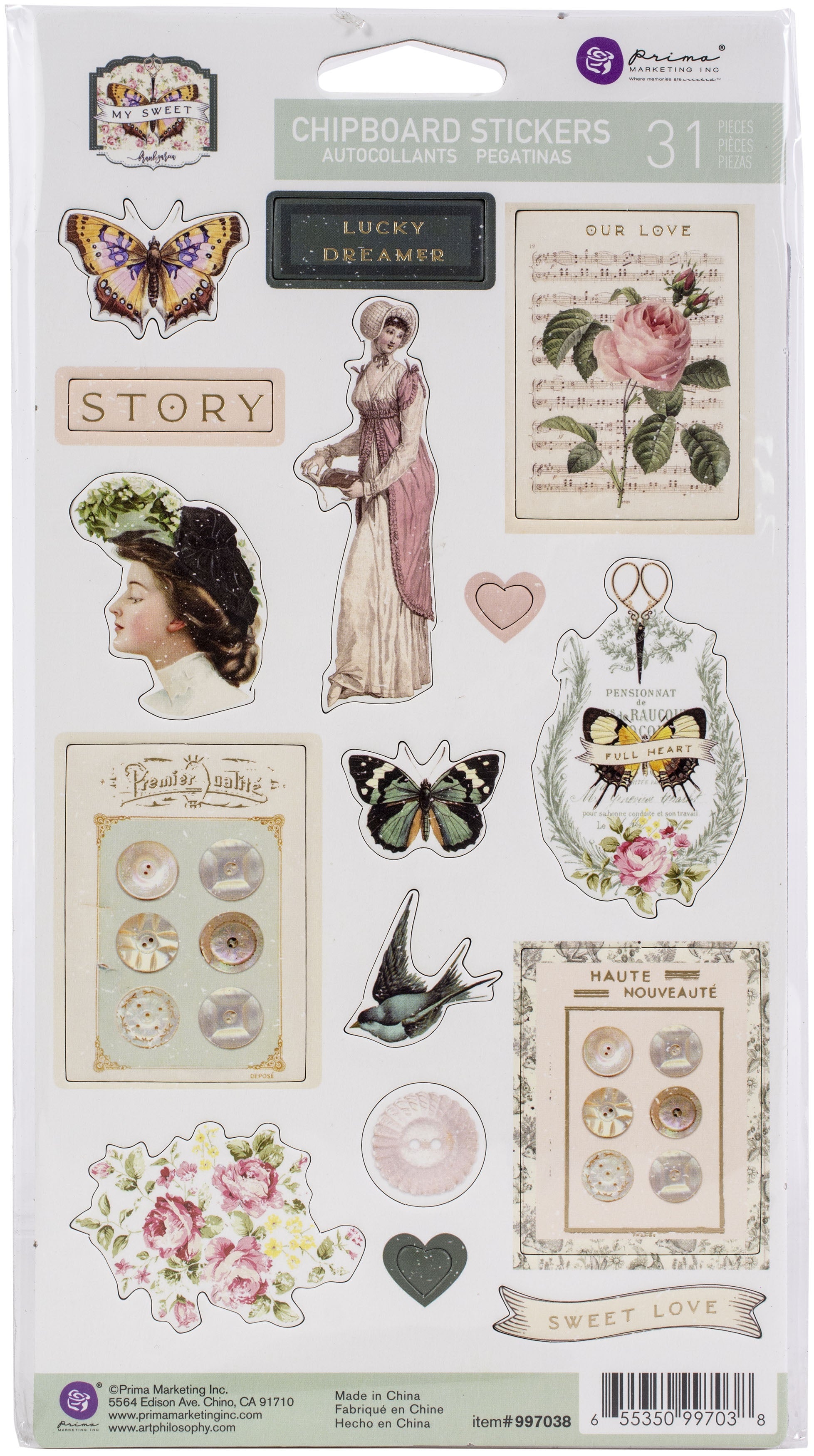 My Sweet By Frank Garcia Chipboard Stickers 31/Pkg Shapes W/Foil Accents