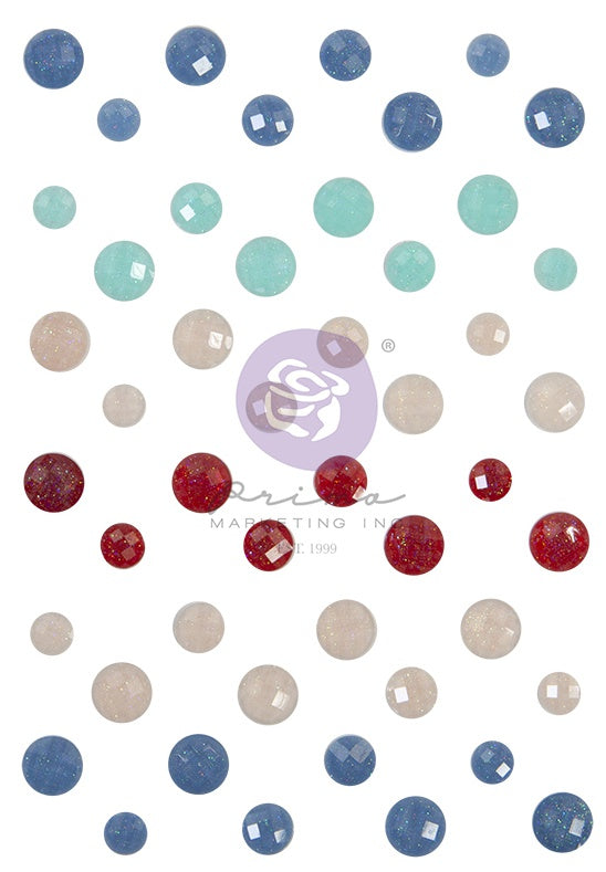 Prima Marketing Julie Nutting Frayed Denim Say It In Crystal Assorted Dots 48/Pkg