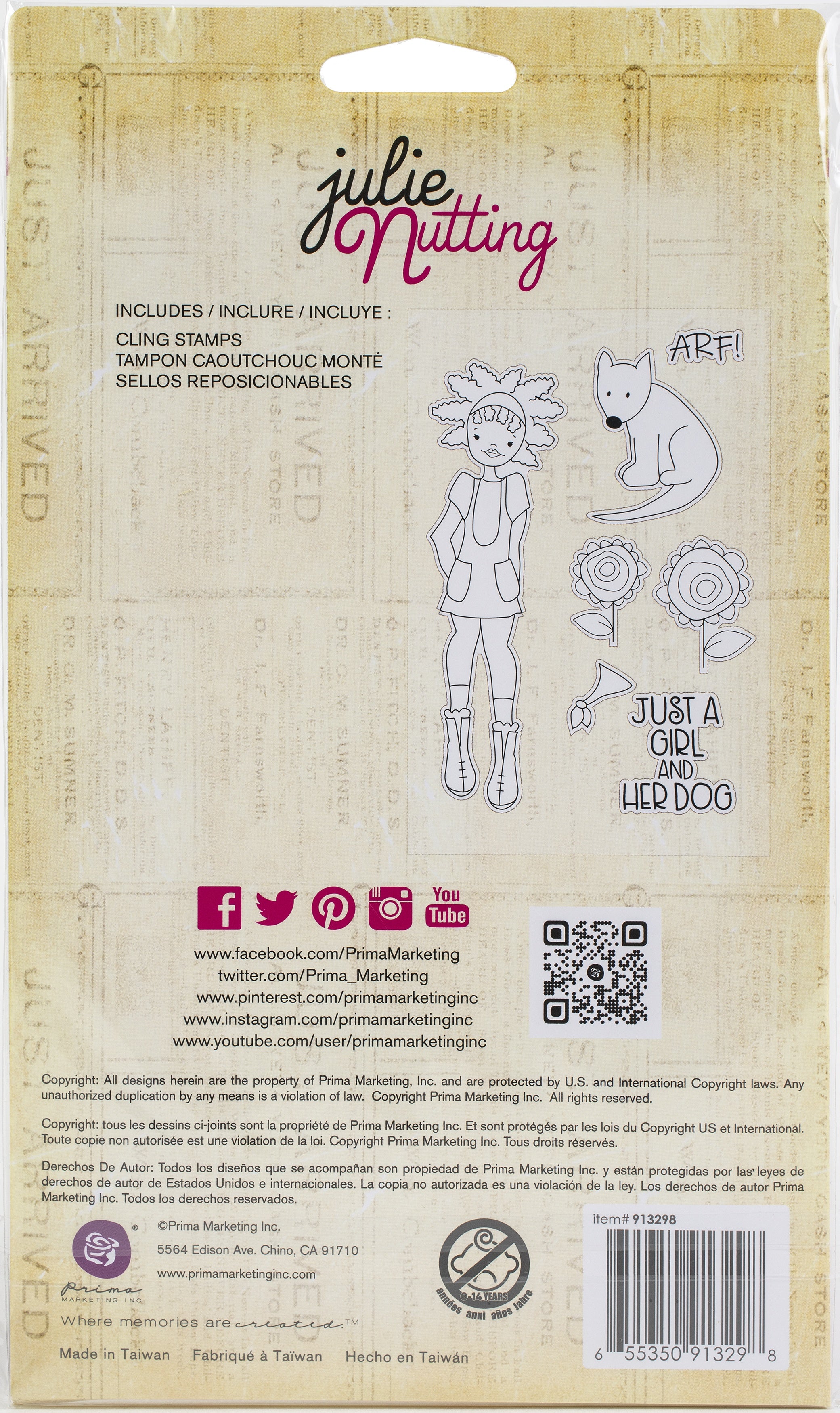 Prima Marketing Julie Nutting Mixed Media Cling Rubber Stamp Nia