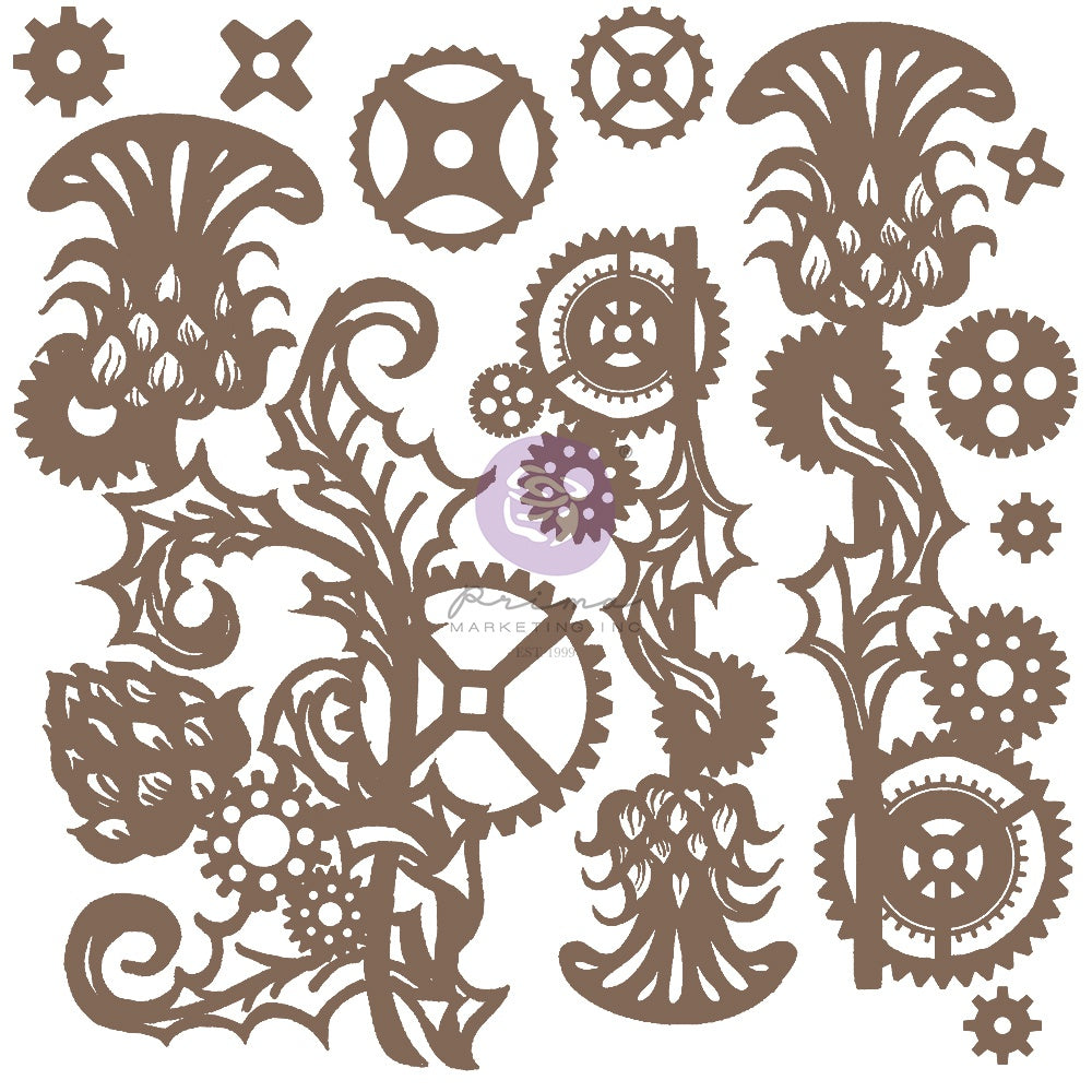 Finnabair Decorative Chipboard Mechanical Thistle, 11/Pkg