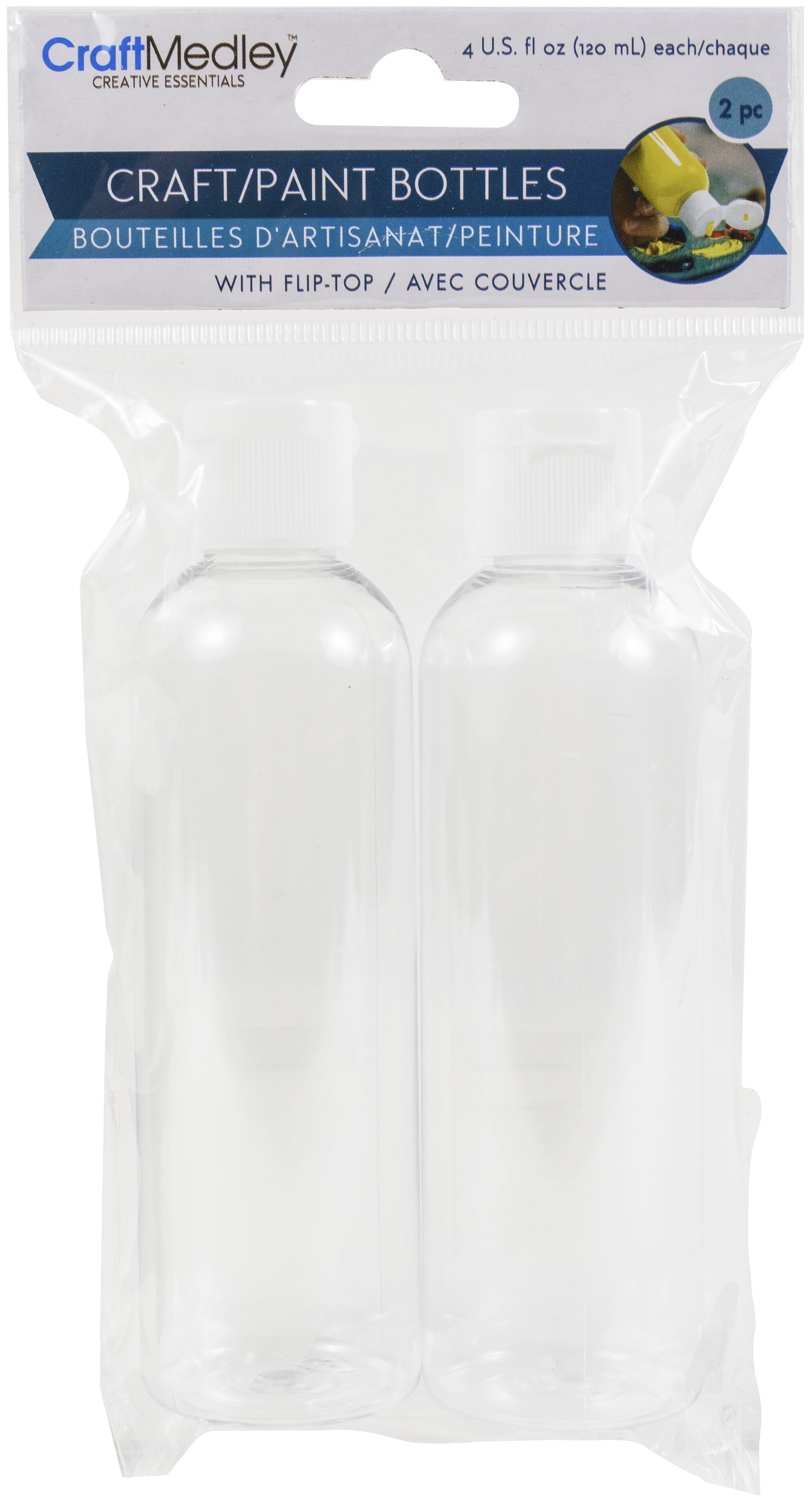 Empty Paint Bottles 4oz 2/Pkg 