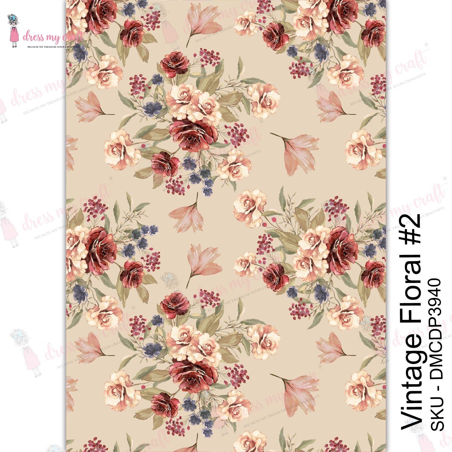 Dress My Craft Transfer Me Sheet A4 Vintage Floral #2