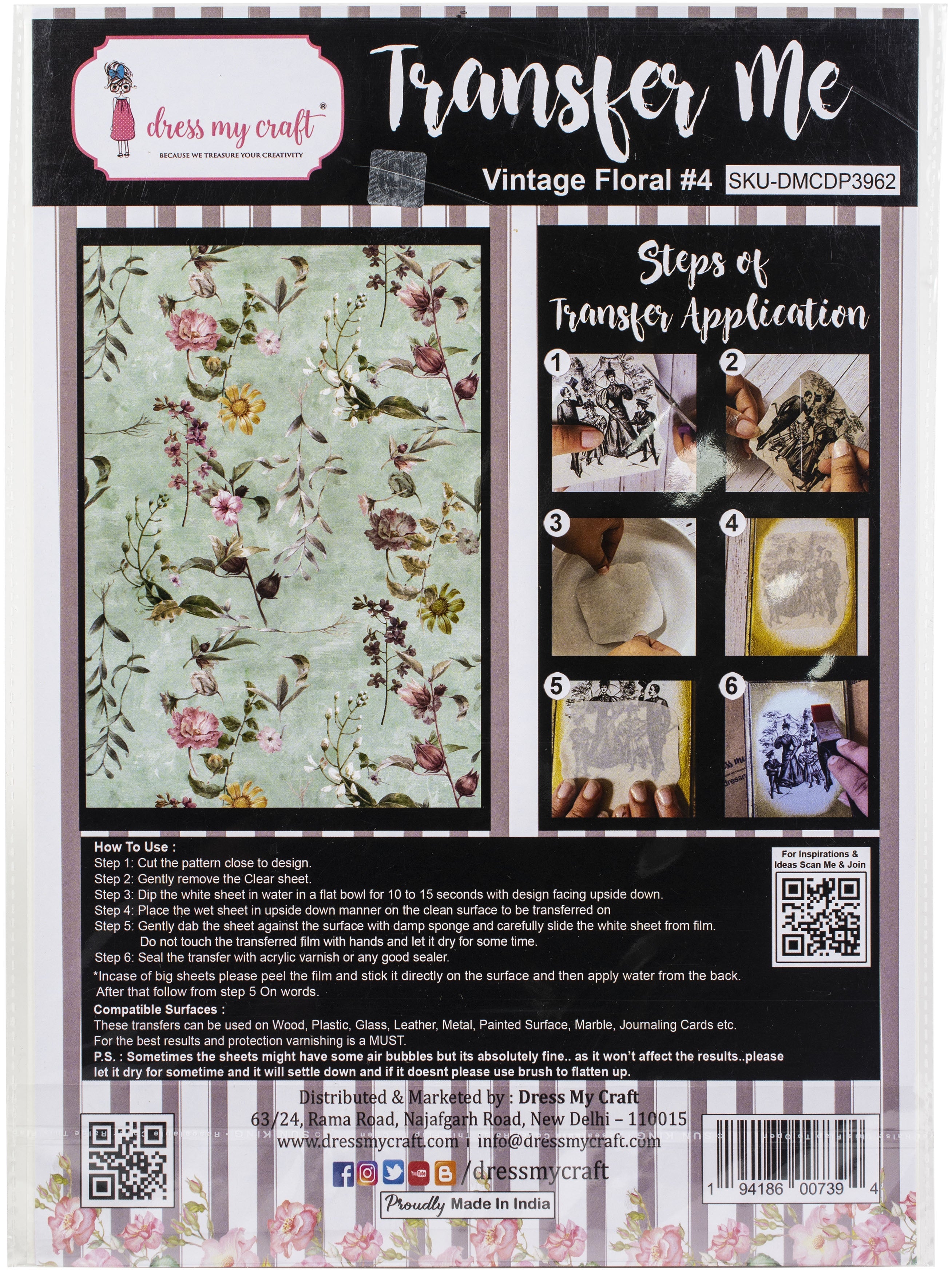 Dress My Craft Transfer Me Sheet A4 Vintage Floral #4