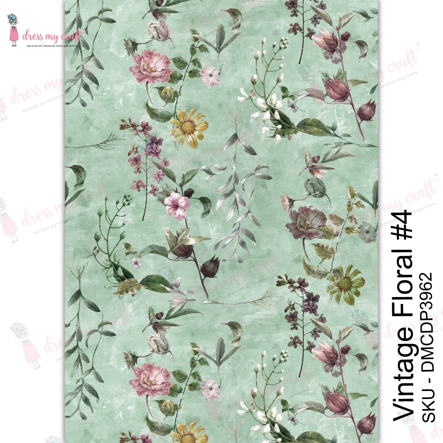 Dress My Craft Transfer Me Sheet A4 Vintage Floral #4