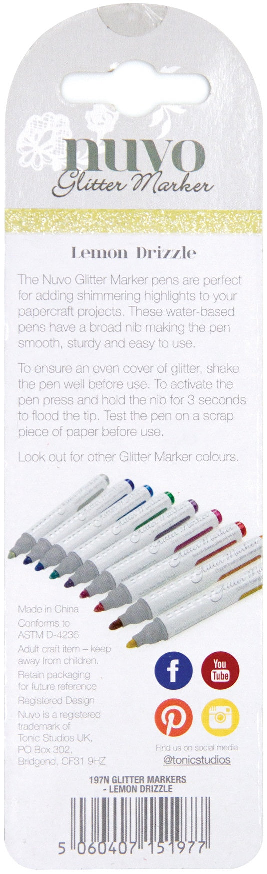 Nuvo Glitter Markers Lemon Drizzle