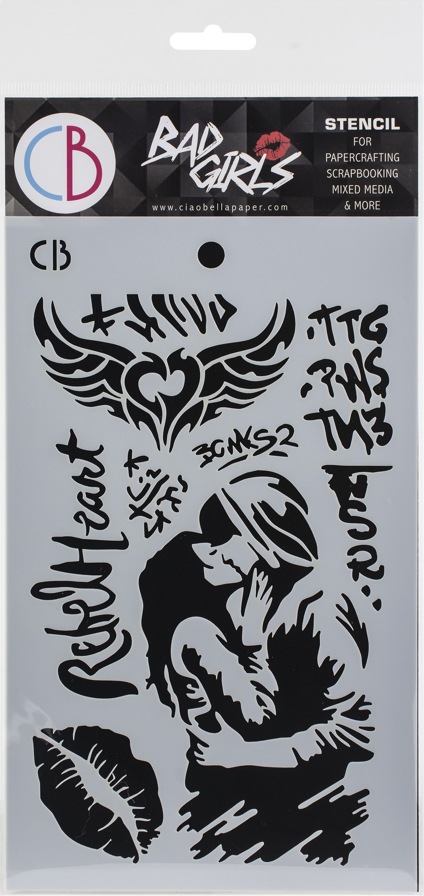 Ciao Bella Bad Girls Texture Stencil 5"X8" Urban Kiss