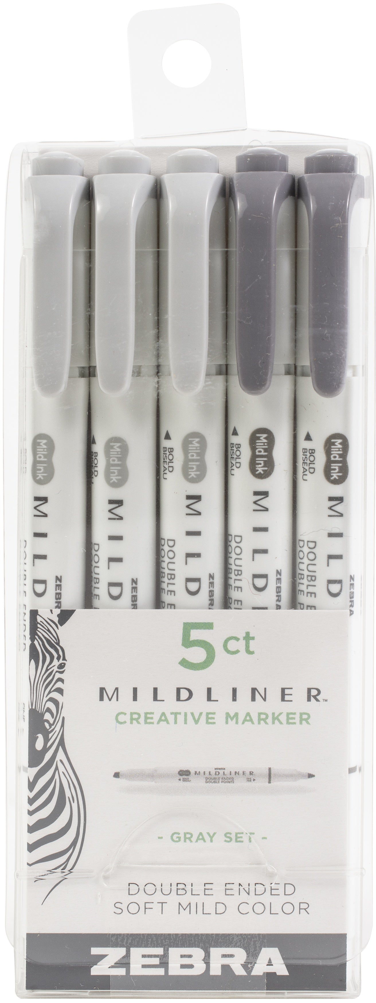 Zebra Mildliner Double Ended Highlighters 5/Pkg Grays