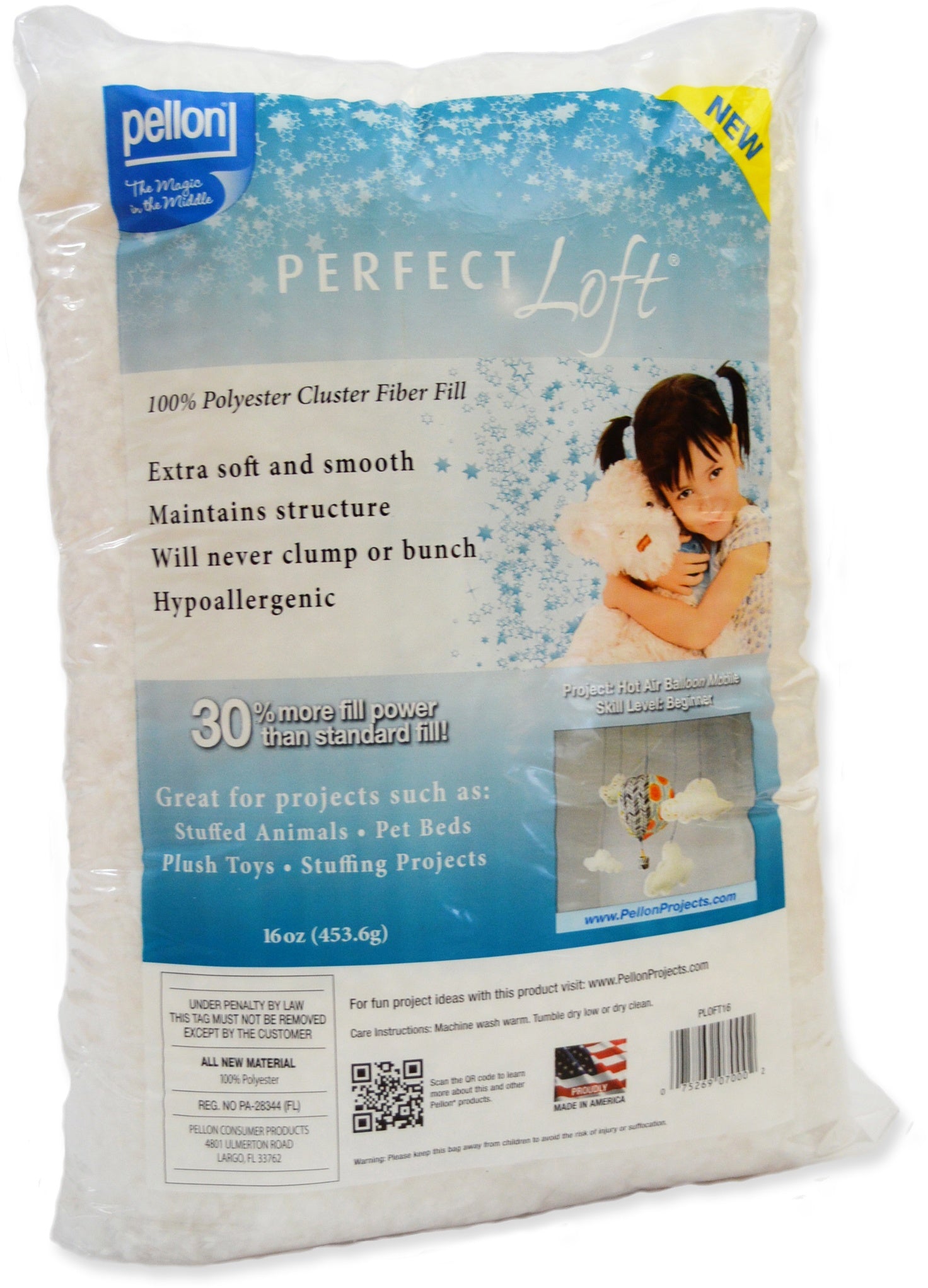Pellon Perfect Loft Cluster Fiber Fill 16oz White