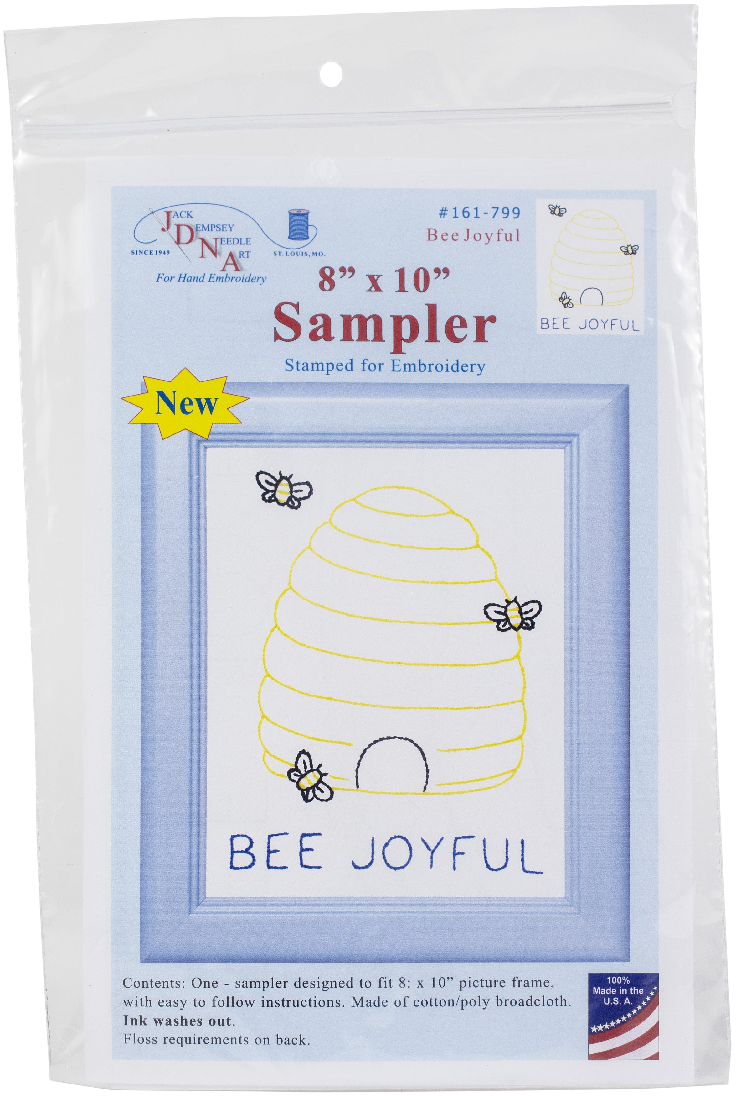 Jack Dempsey Stamped White Sampler 8"X10" Bee Joyful