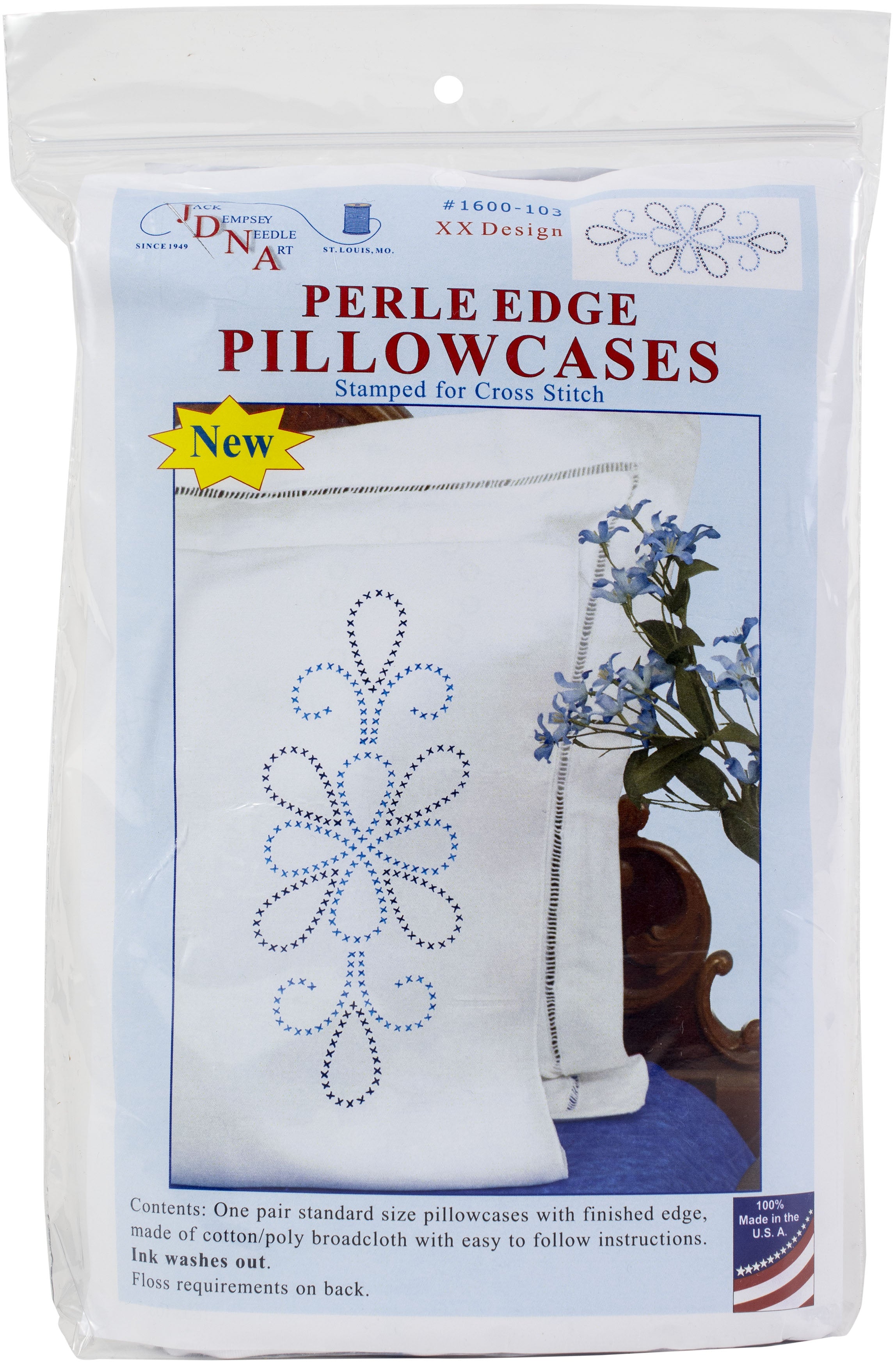 Jack Dempsey Stamped Pillowcases W/White Perle Edge 2/Pkg XX Design