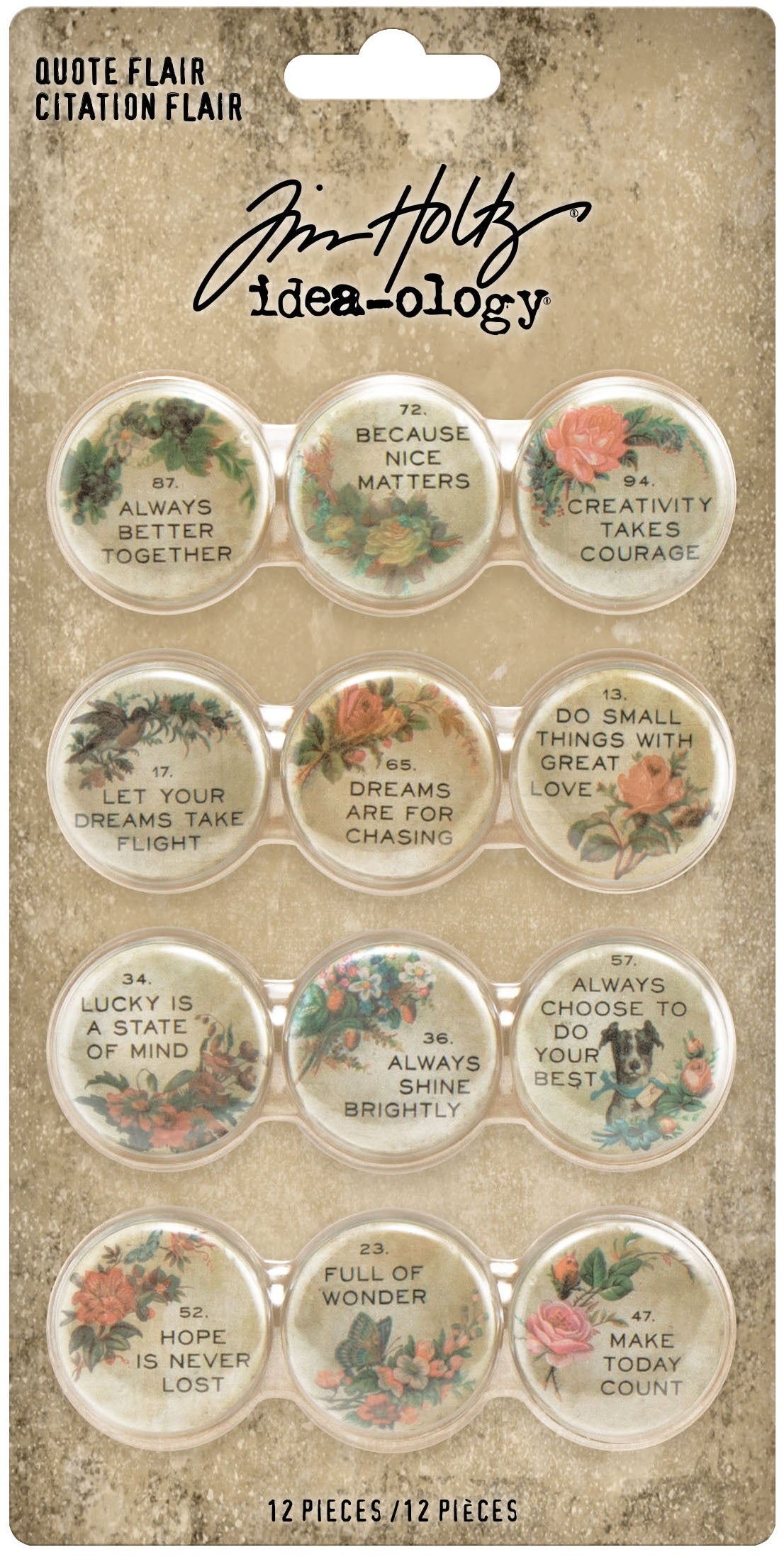 Idea-Ology Quote Flair Buttons 12/Pkg 