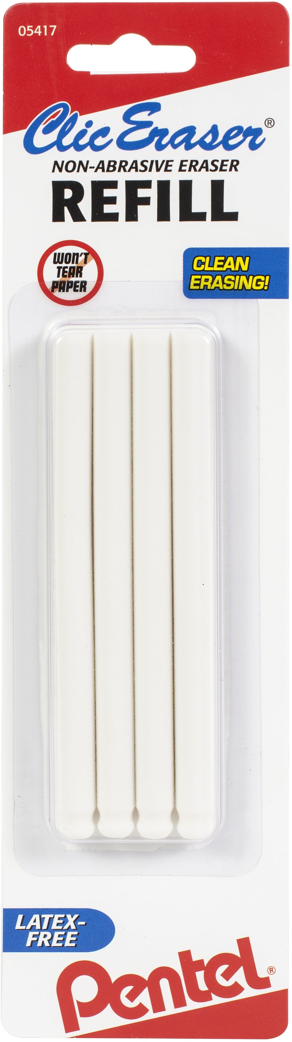 Clic Refill Erasers 4/Pkg-White