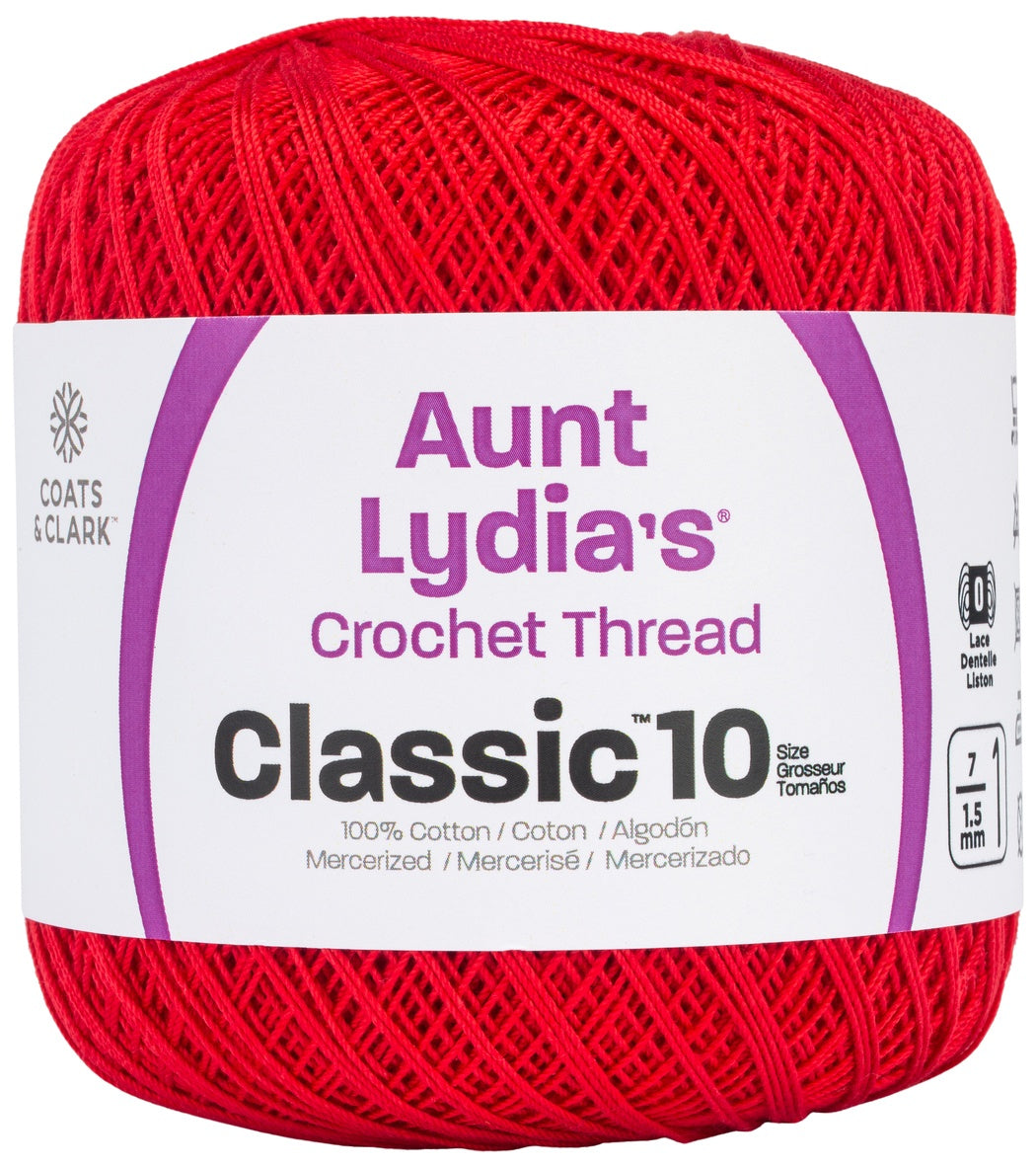 Aunt Lydia's Classic Crochet Thread Size 10 Atom Red