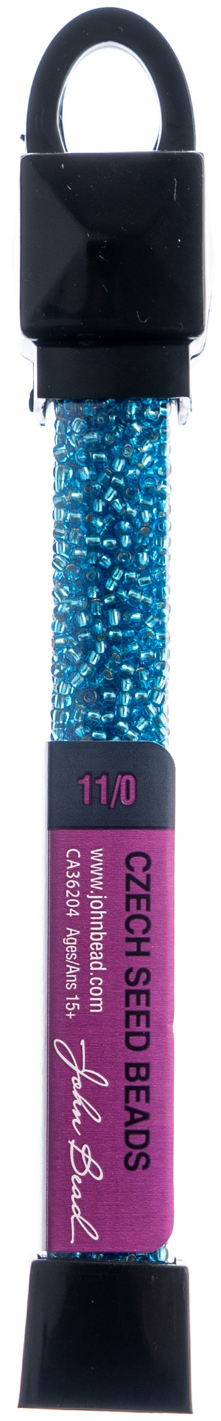 John Bead Czech Seed Beads 24g 11/0 Transparent Dark Aqua S/L