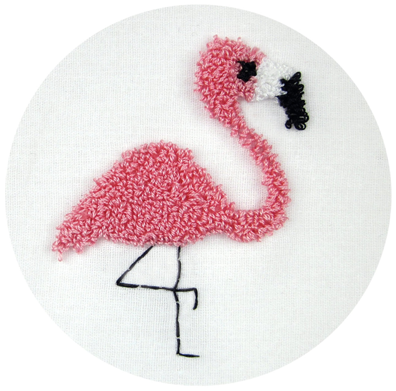 Design Works Punch Needle Kit 3.5" Round Flamingo