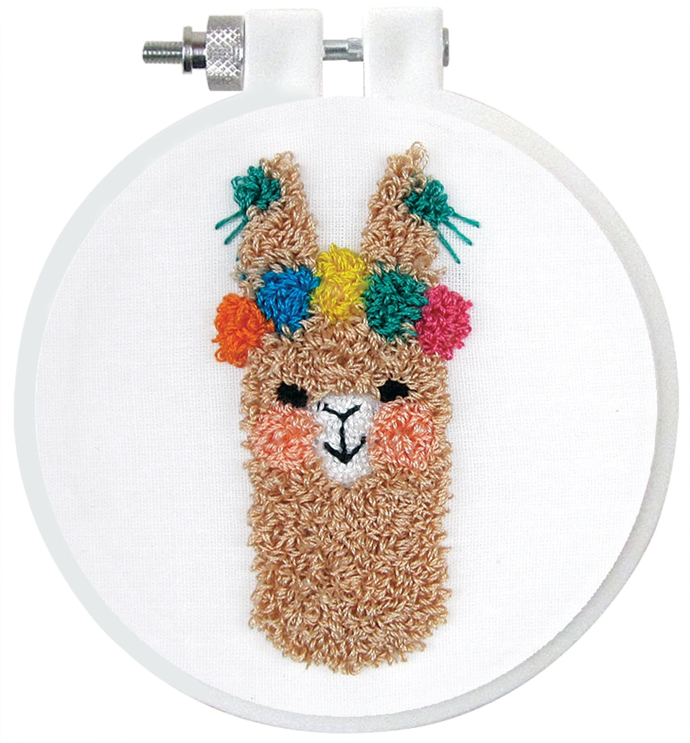 Design Works Punch Needle Kit 3.5" Round Llama