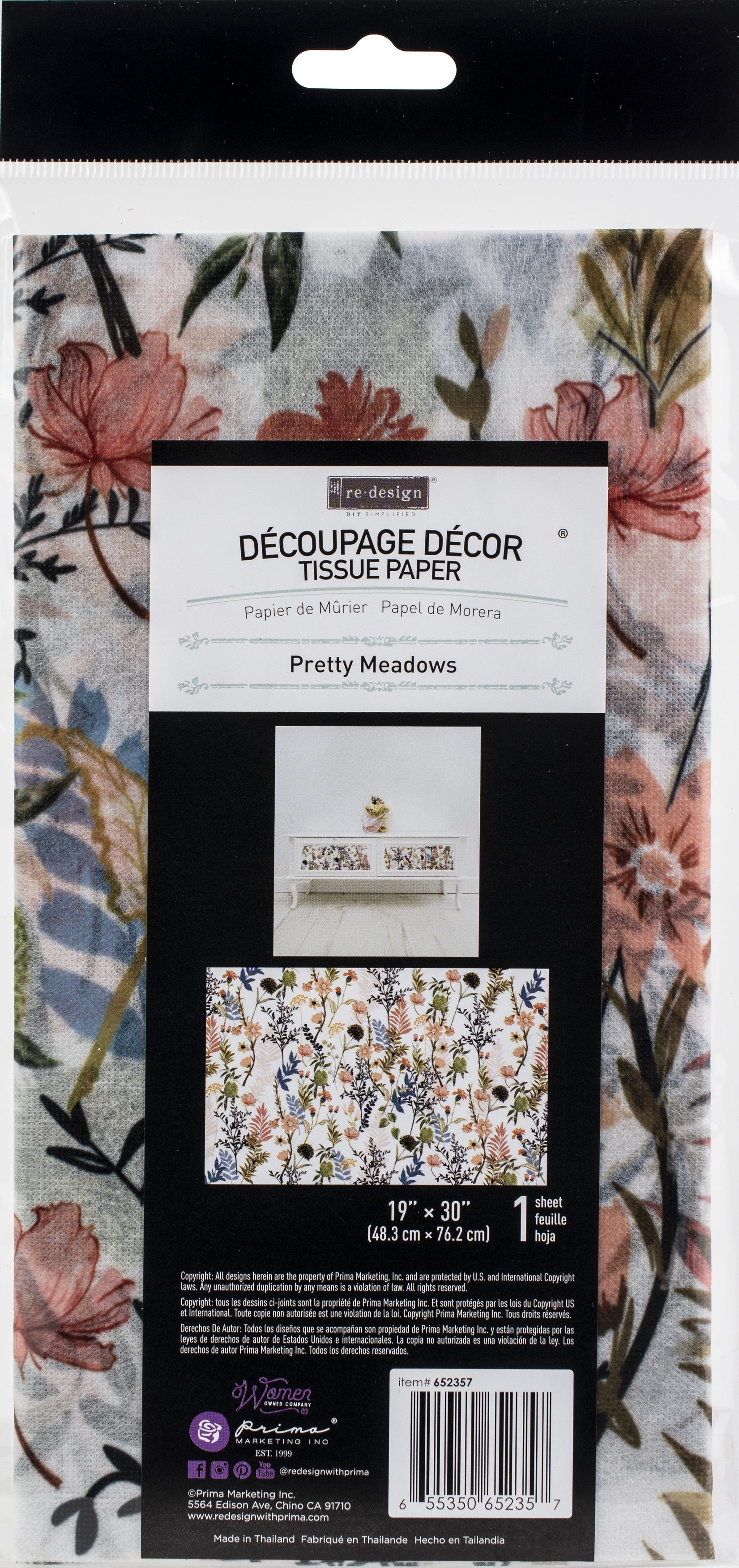 Prima Re-Design Decoupage Decor Tissue Paper 19"X30" 2/Pkg Pretty Meadows