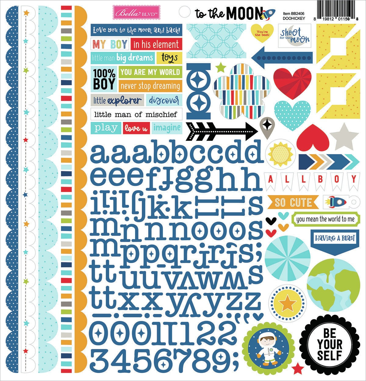 To The Moon Cardstock Stickers 12"X12" Doohickey