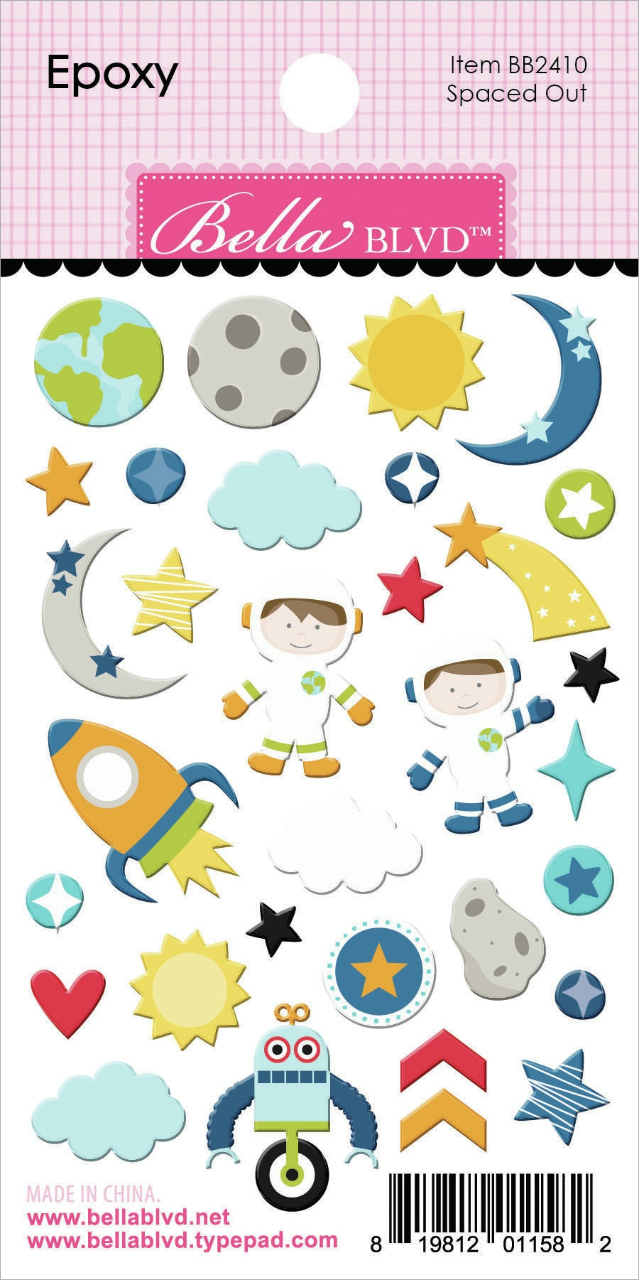 To The Moon Epoxy Stickers-Spaced Out