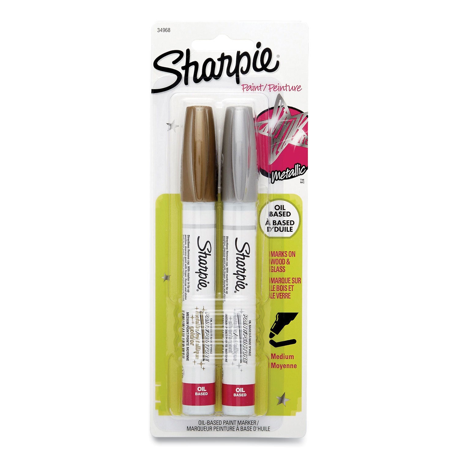 Sharpie Medium Point Oil-Based Paint Markers 2/Pkg Gold, Silver