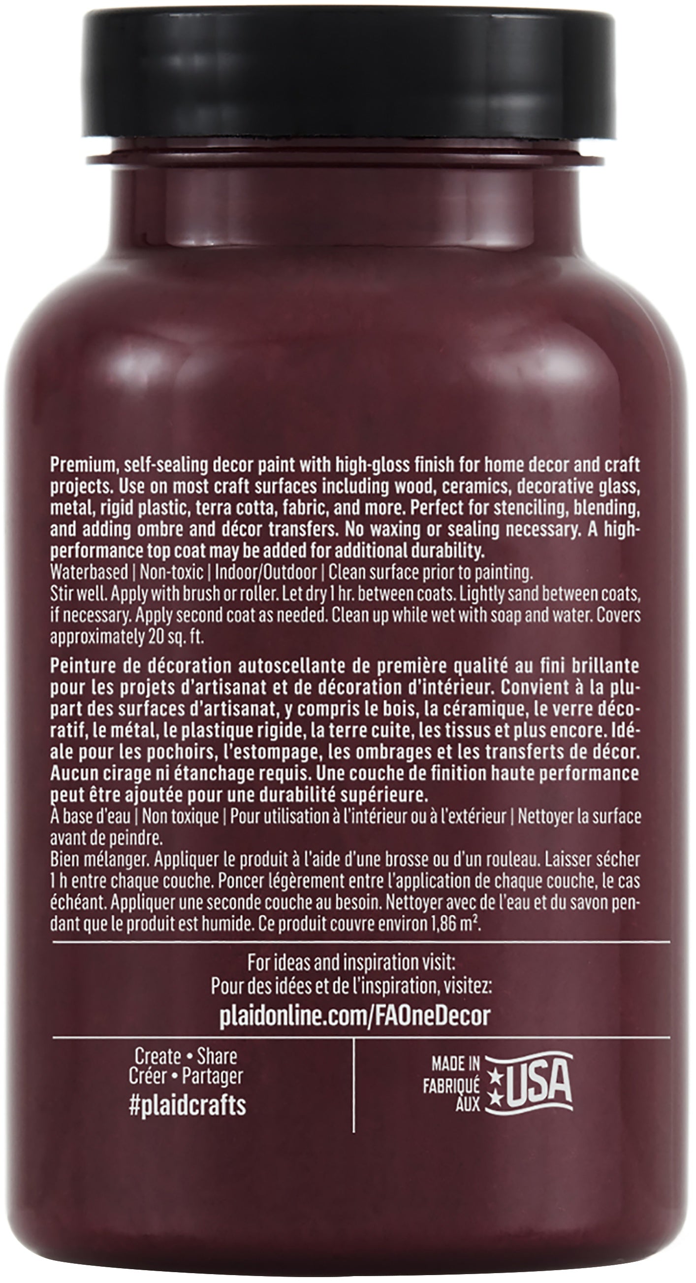 FolkArt ONE Decor Gloss Paint 8oz Cranberry Cocktail