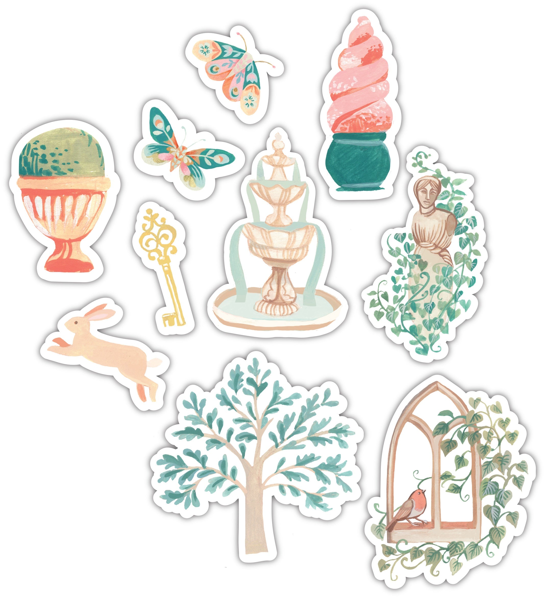 Craft Consortium Laser-Cut Wooden Shapes 10/Pkg Secret Garden