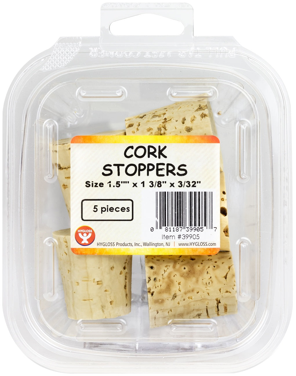 Hygloss Cork Stoppers 1.5"X1-3/8"X3/32" 5/Pkg 