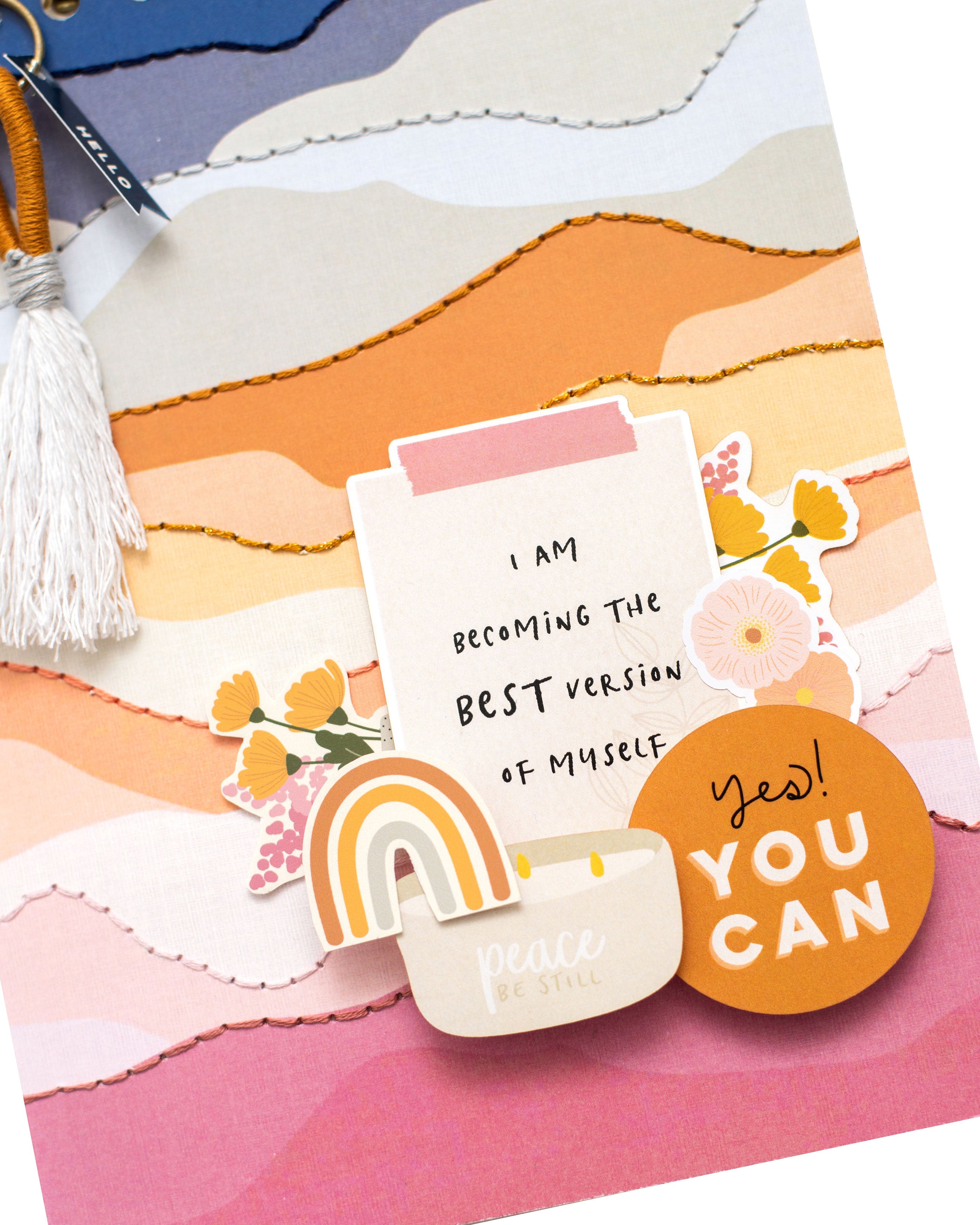 Jen Hadfield Peaceful Heart Ephemera Cardstock Die-Cuts Phrase W/Gold Foil Accents