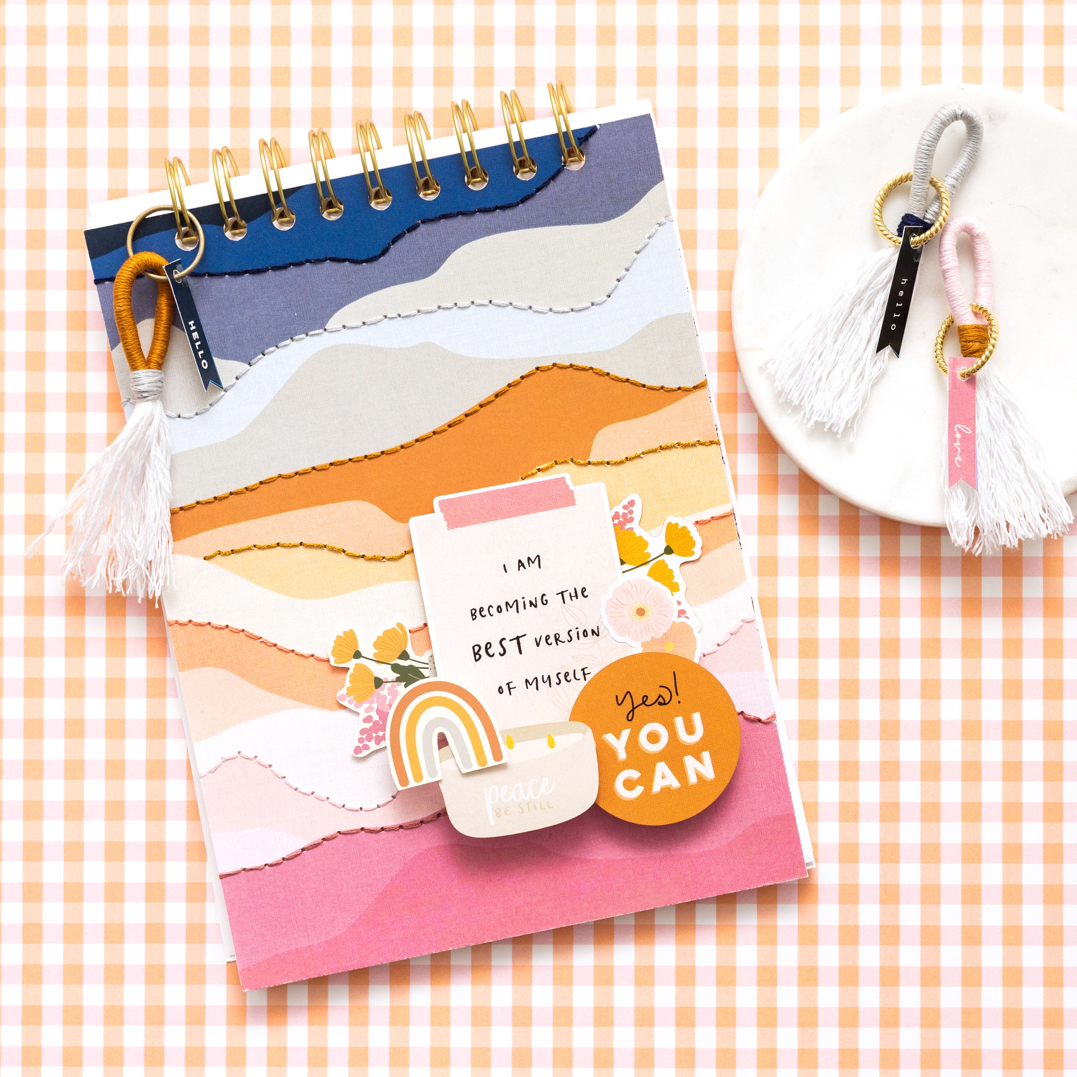 Jen Hadfield Peaceful Heart Ephemera Cardstock Die-Cuts Phrase W/Gold Foil Accents