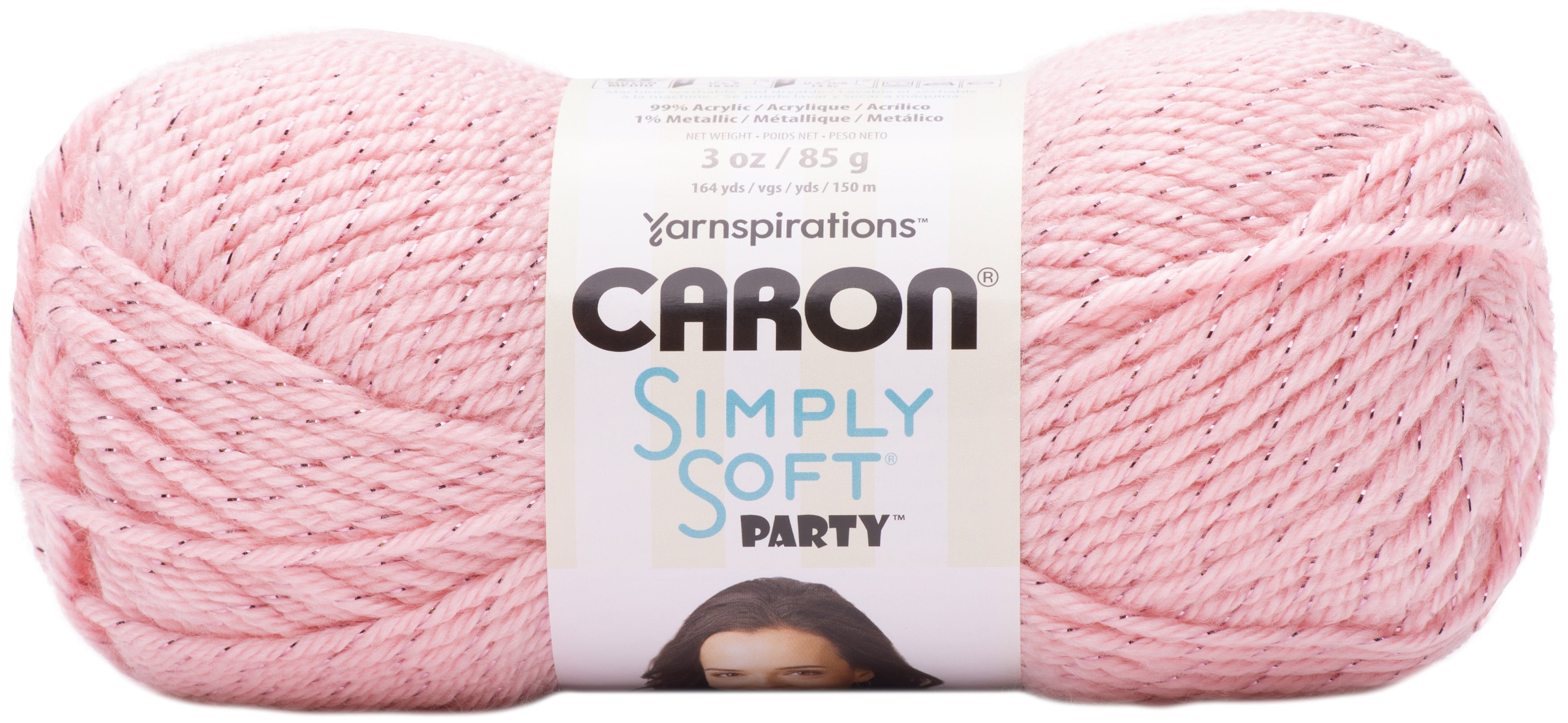 Caron Simply Soft Party Yarn Soft Pink Sparkle