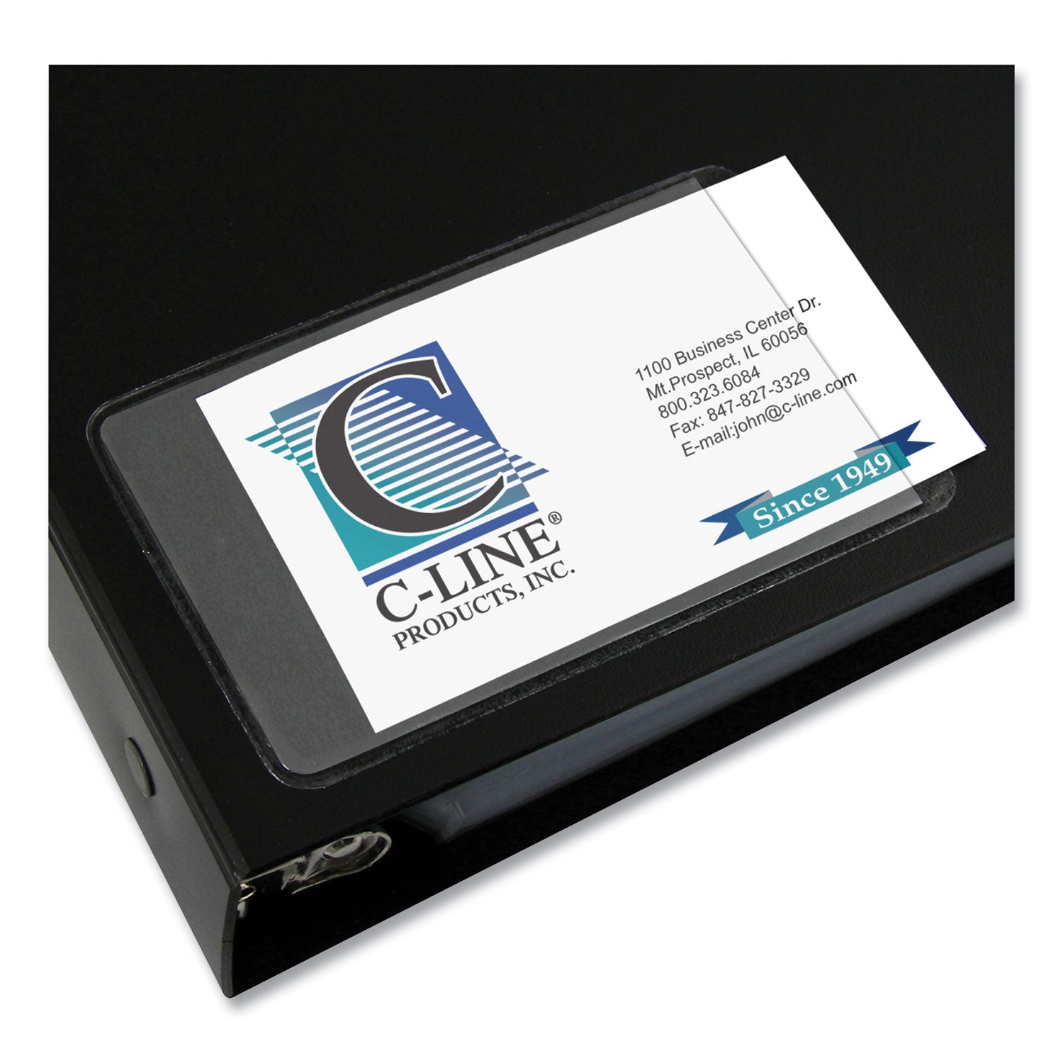 C-Line® Self-Adhesive Business Card Holders, Side Load, 3 1/2 x 2, Clear, 10/Pack