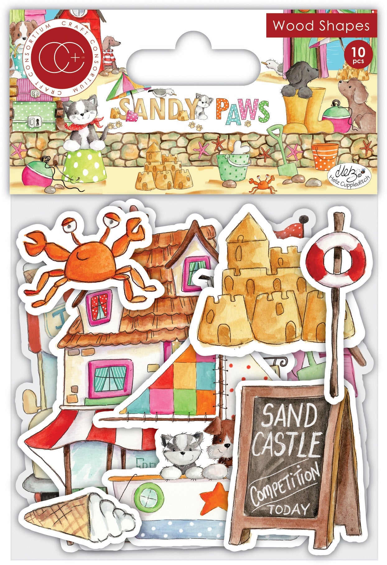 Craft Consortium Laser-Cut Wooden Shapes 10/Pkg Sandy Paws