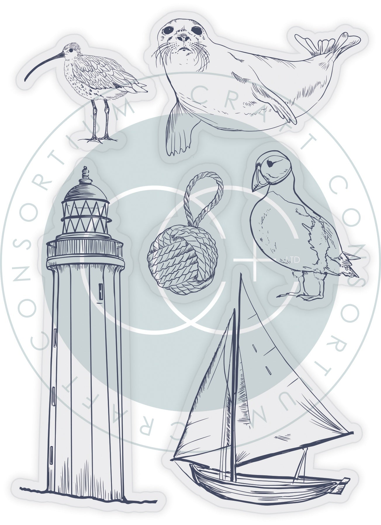 Craft Consortium A5 Clear Stamps Shore, Sea & Shore