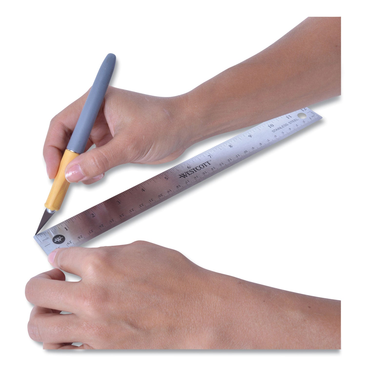 Westcott® Stainless Steel Office Ruler With Non Slip Cork Base, 12"