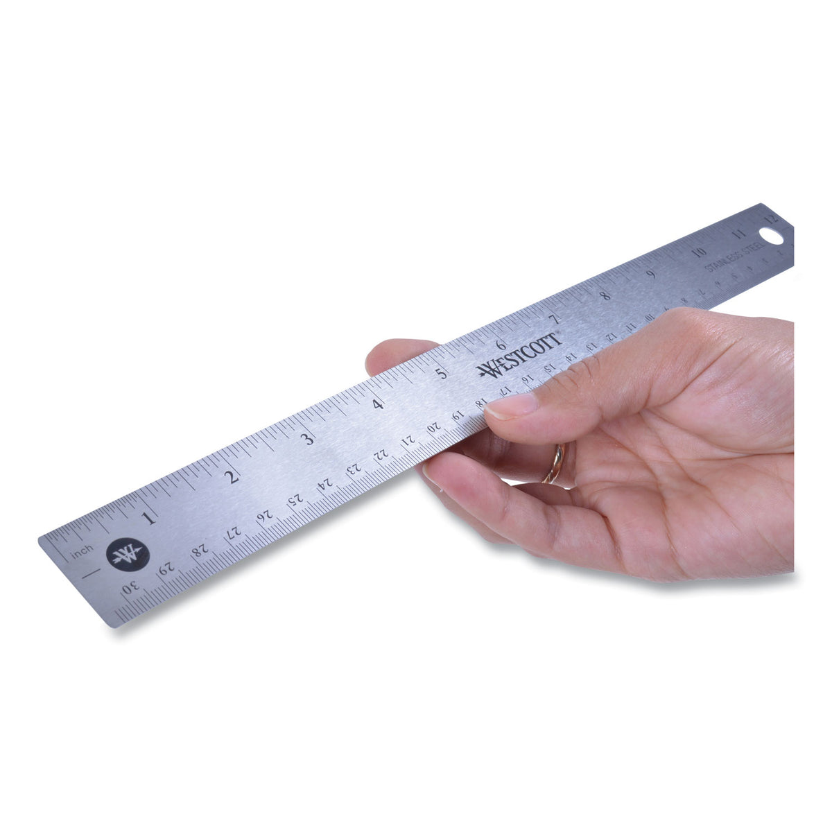 Westcott® Stainless Steel Office Ruler With Non Slip Cork Base, 12"