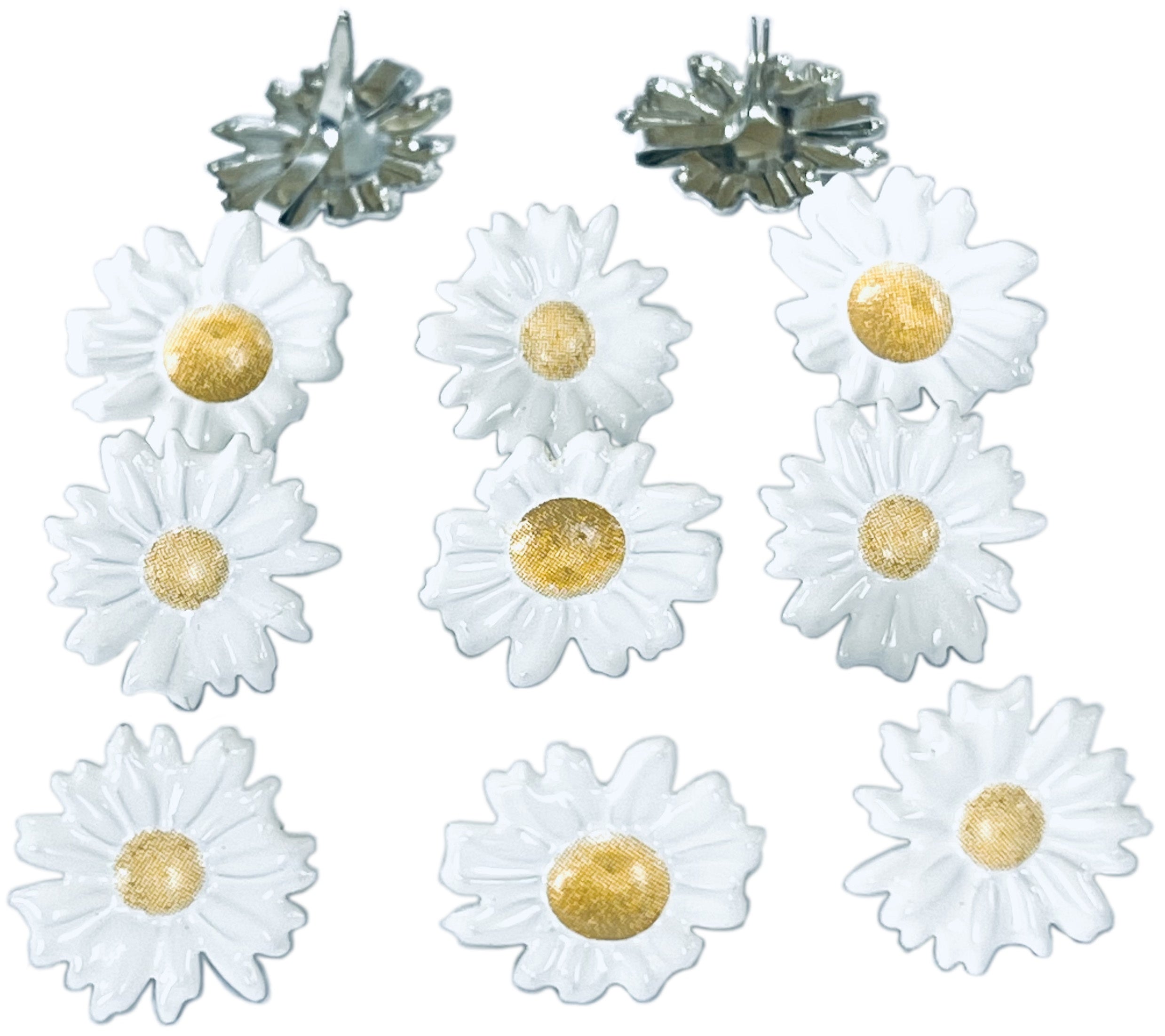 Eyelet Outlet Shape Brads 12/Pkg-White Daisy