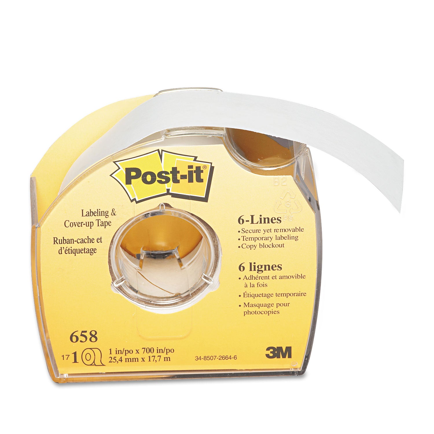 Post-it® Labeling & Cover-Up Tape, Non-Refillable, 1" x 700" Roll